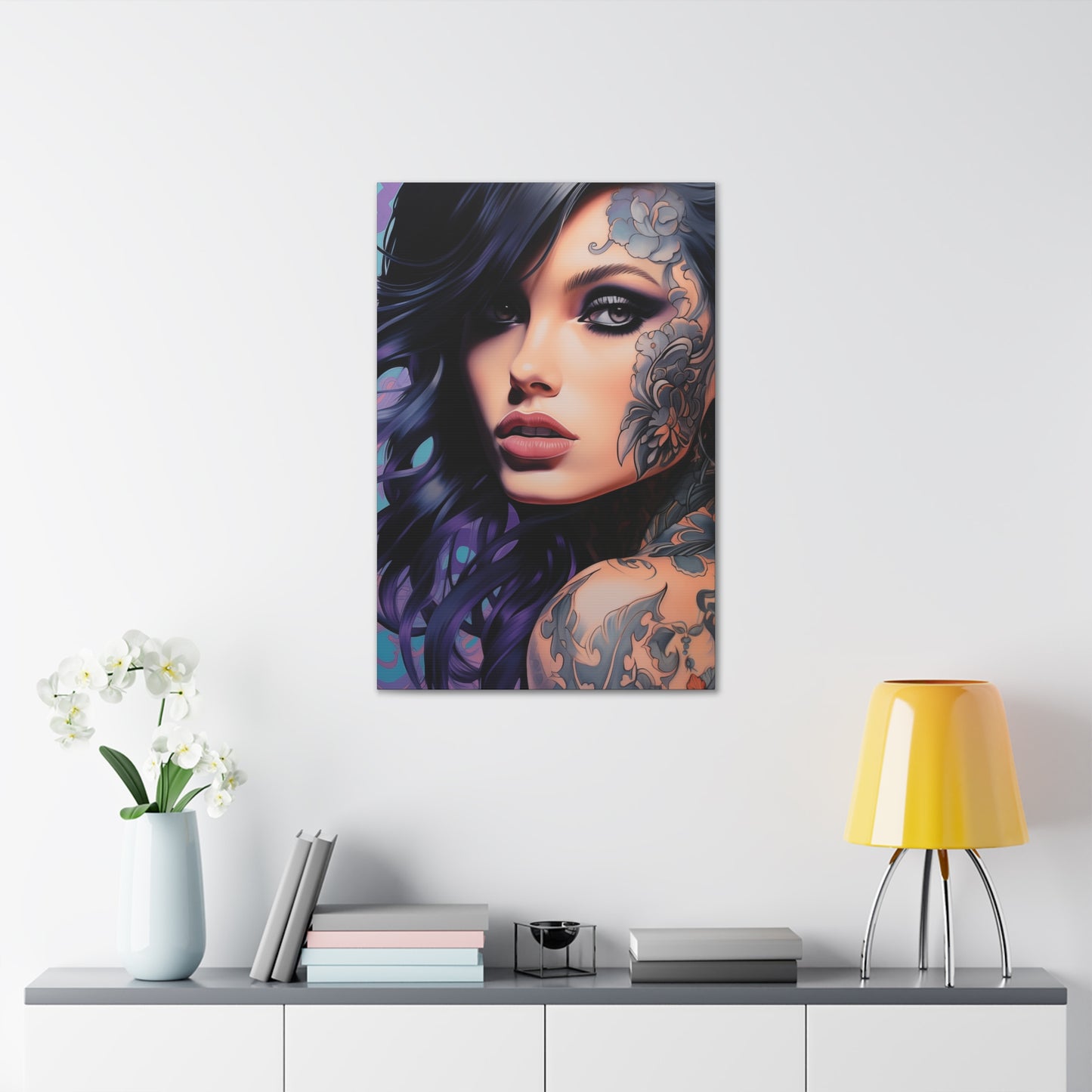 Gallery Wrapped Canvas, Edgy Tattooed Beauty, Urban Pop Art Canvas – Dominique