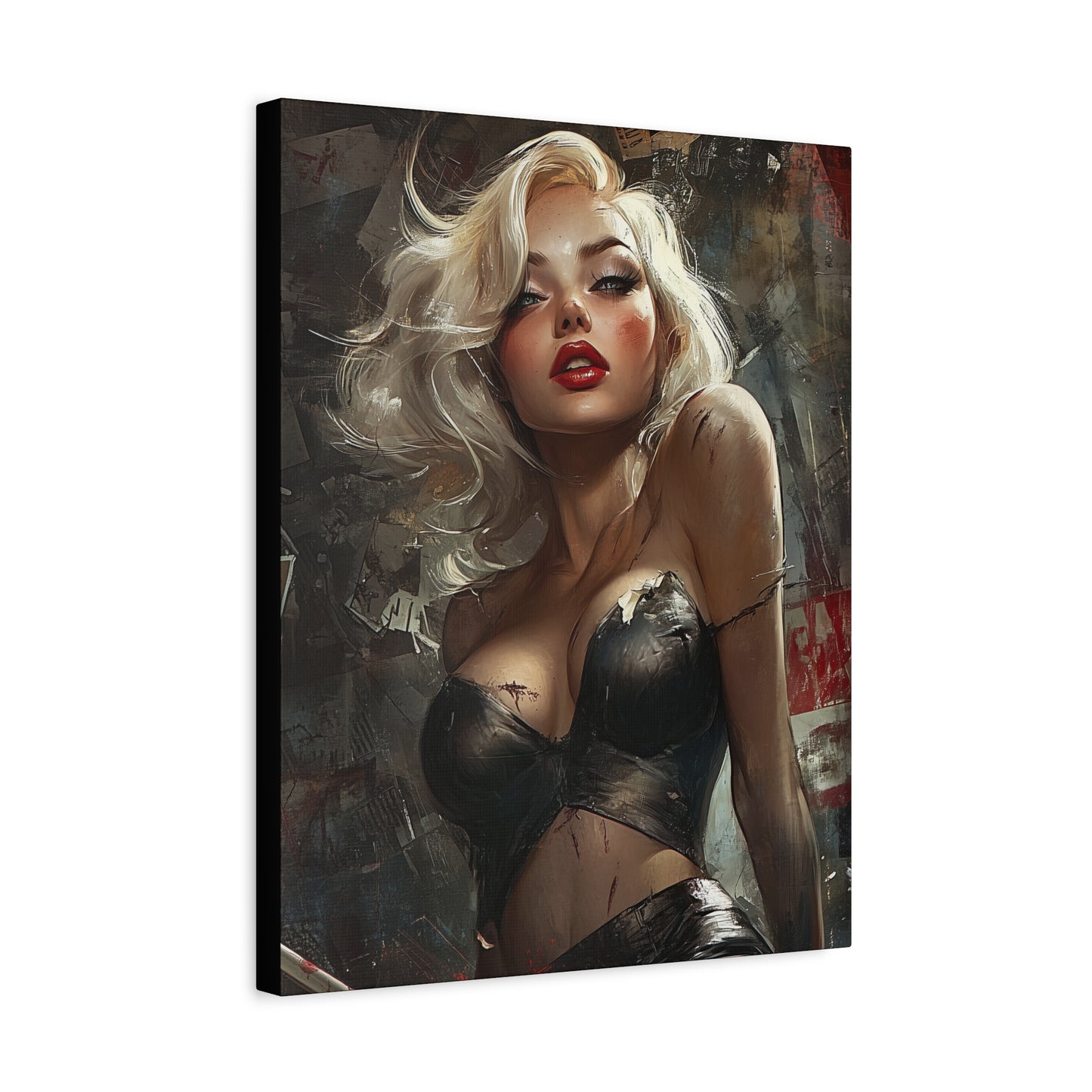 Gallery Wrapped Canvas, Guilt and Grit Adult Art Canvas, Erotic Pinup Art Canvas – Noelle