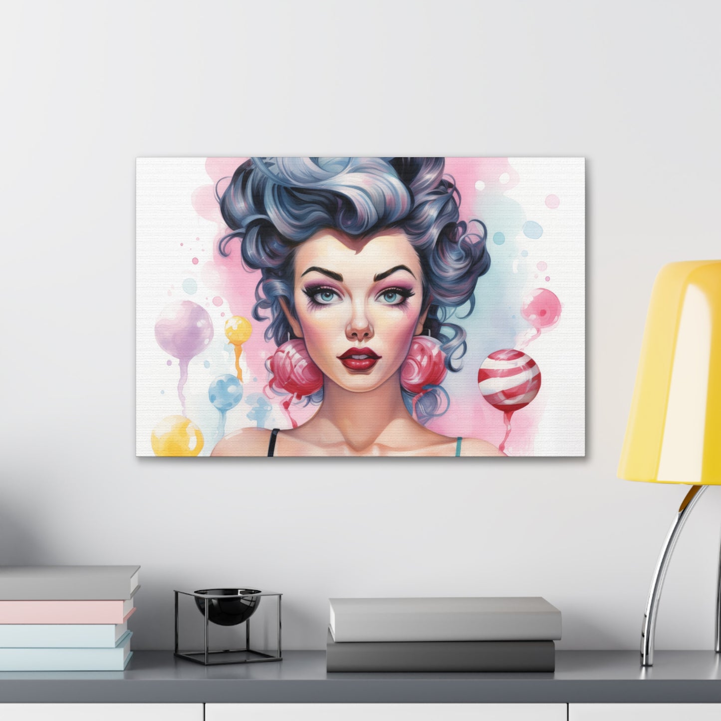 Canvas Gallery Wrapped High-Fashion Wall Art, Stylish Decor, Retro Femme Doll Pop Art – Poppy