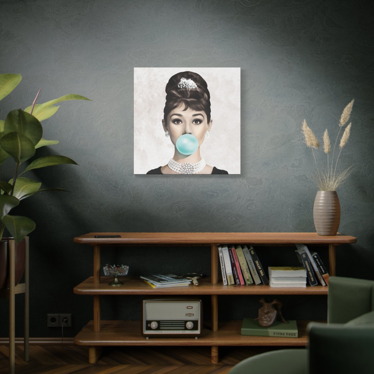 Gallery Wrapped Canvas, Audrey Hepburn Art Canvas, Celebrity Diva Art Canvas – Audrey Hepburn Bubblegum