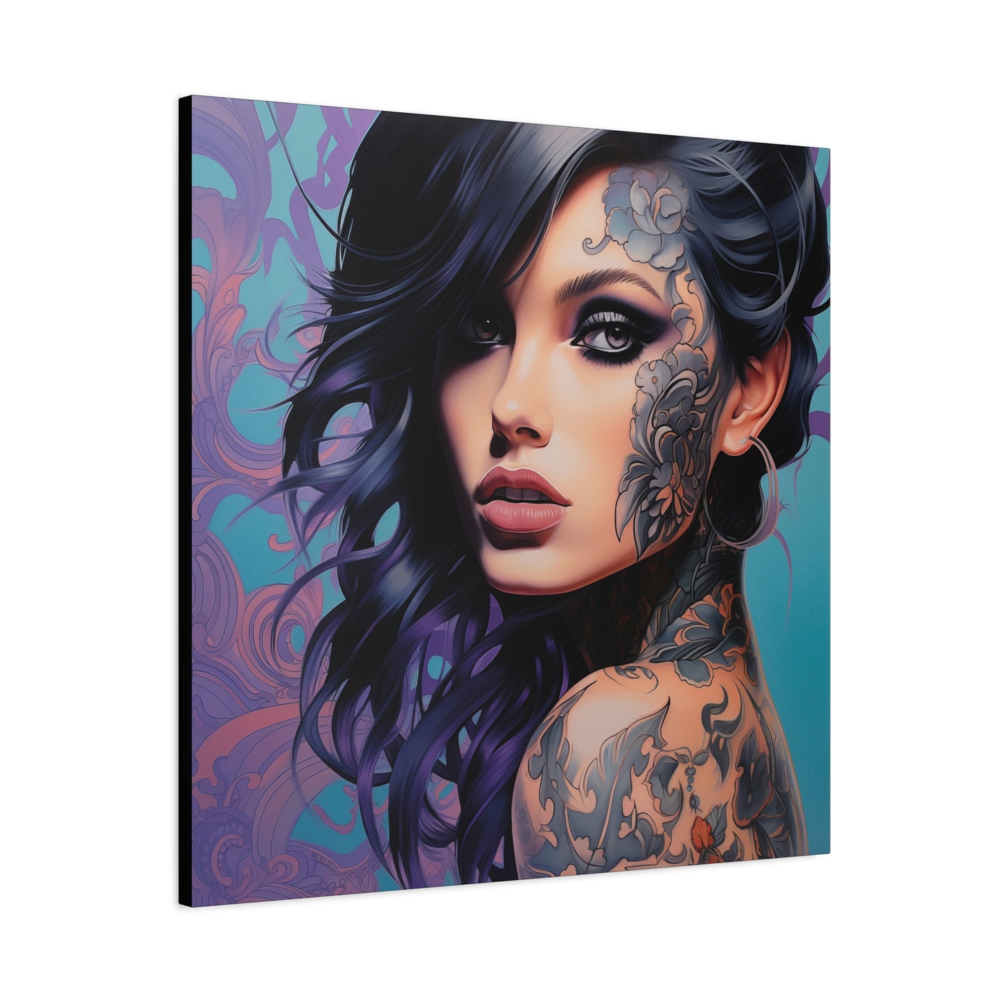 Gallery Wrapped Canvas, Edgy Tattooed Beauty, Urban Pop Art Canvas – Dominique
