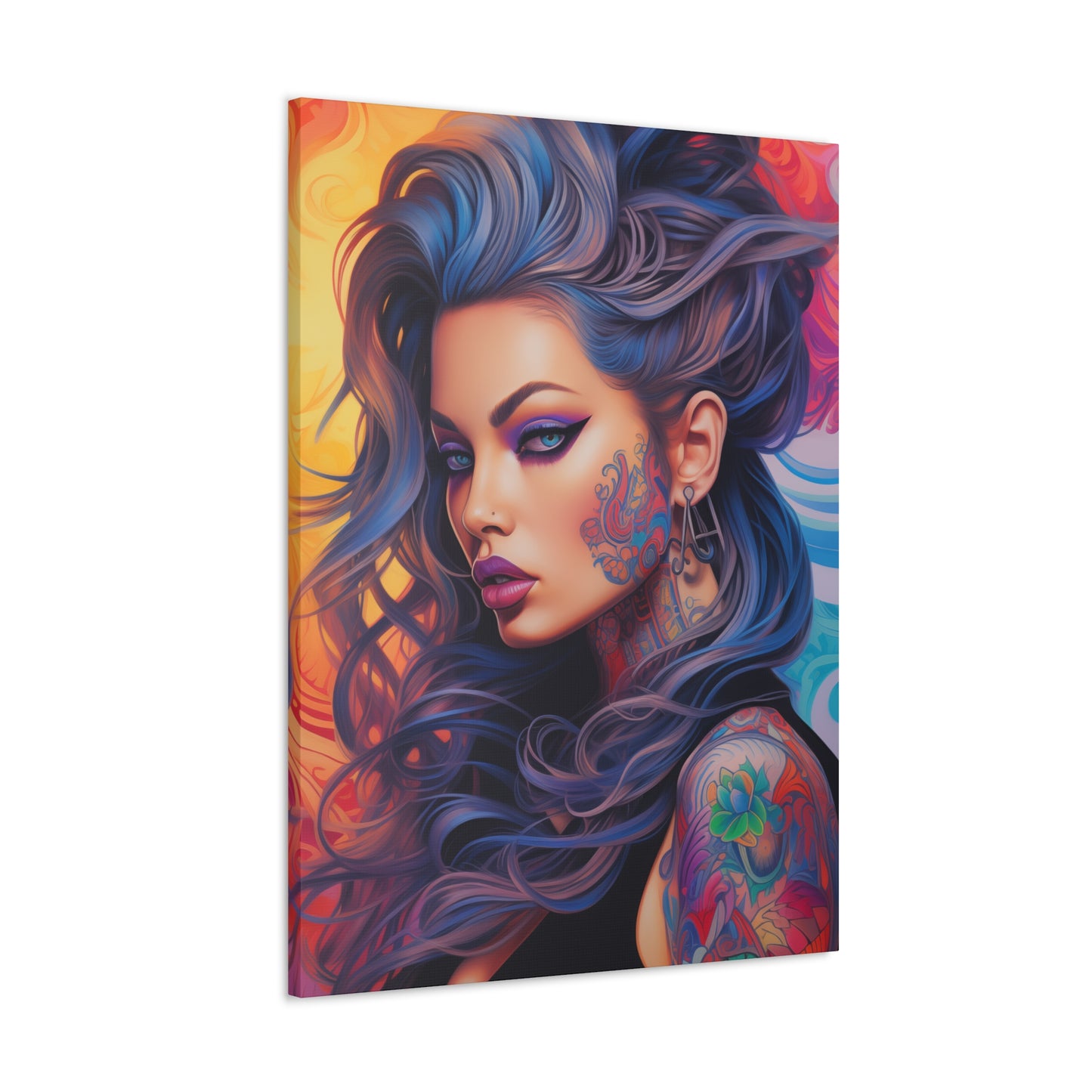 Gallery Wrapped Canvas, Edgy Tattooed Beauty, Urban Pop Art Canvas – Faye