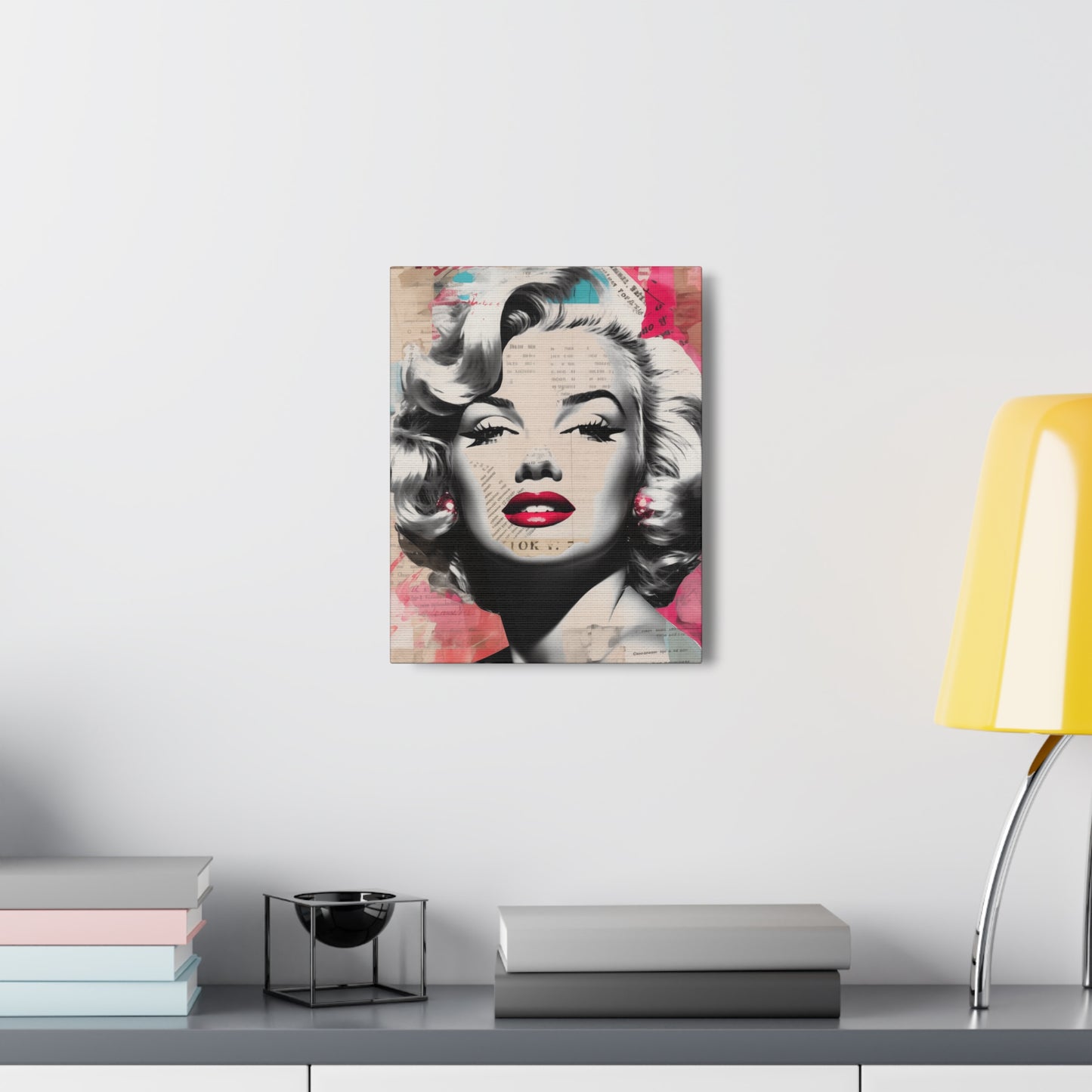 Canvas Wall Art, Gallery Wrapped Pop Art, Celebrity Wall Art – Marilyn Monroe - Newsprint