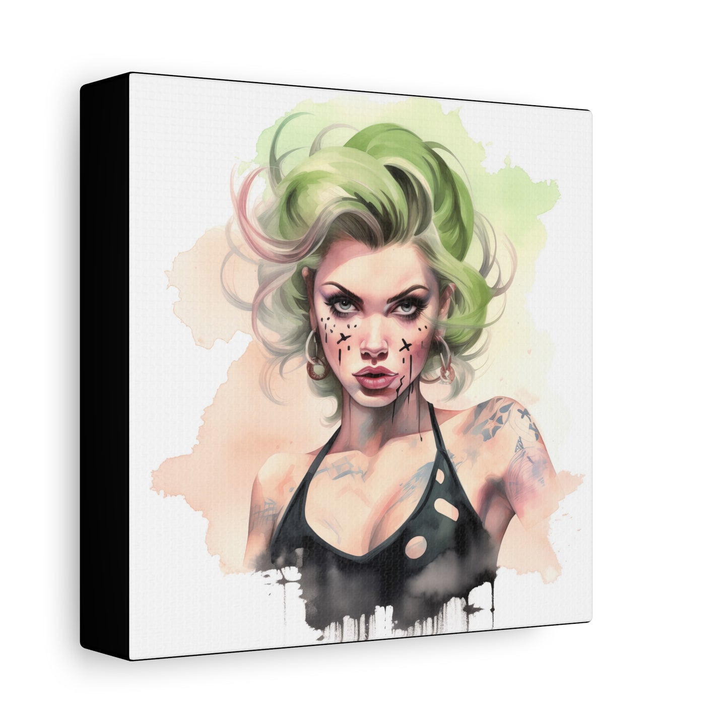Gallery Wrapped Canvas, Edgy Tattooed Beauty, Urban Pop Art Canvas – Ivy