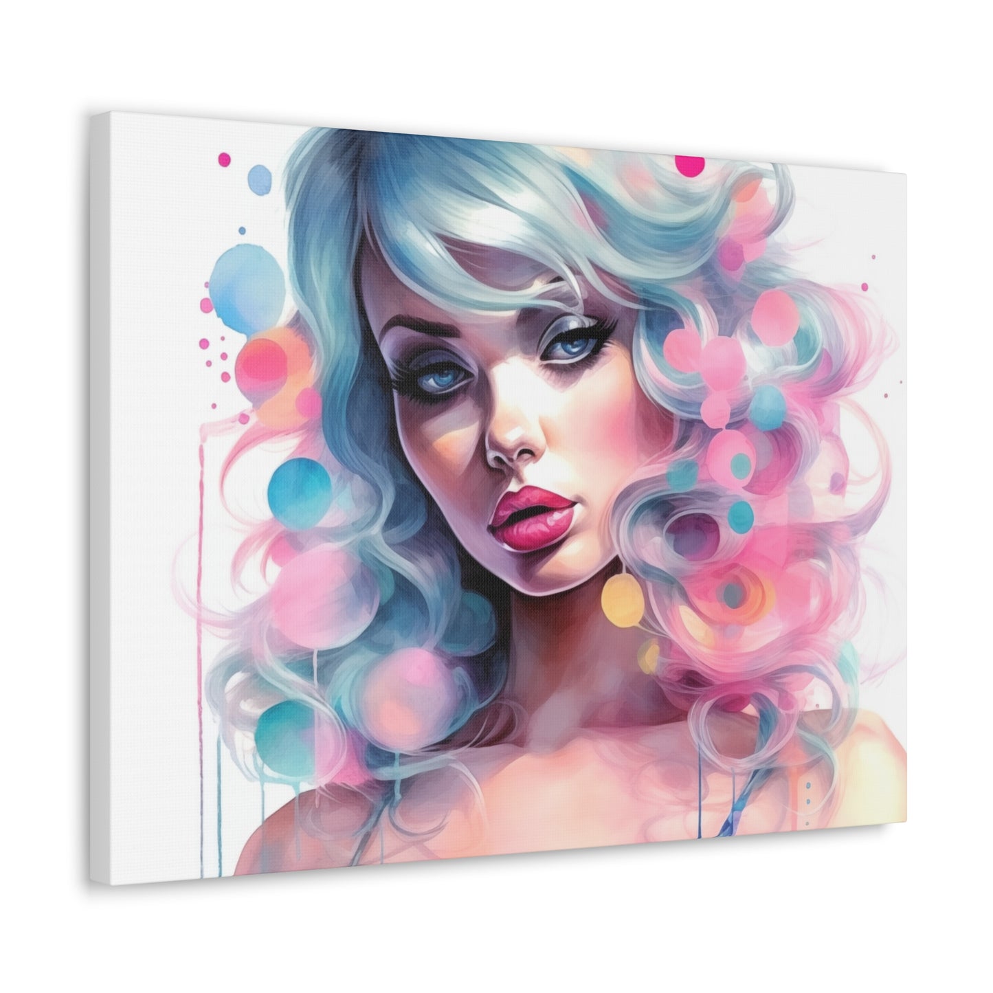 Canvas Gallery Wrapped High-Fashion Wall Art, Stylish Decor, Retro Femme Doll Pop Art – Sylvie