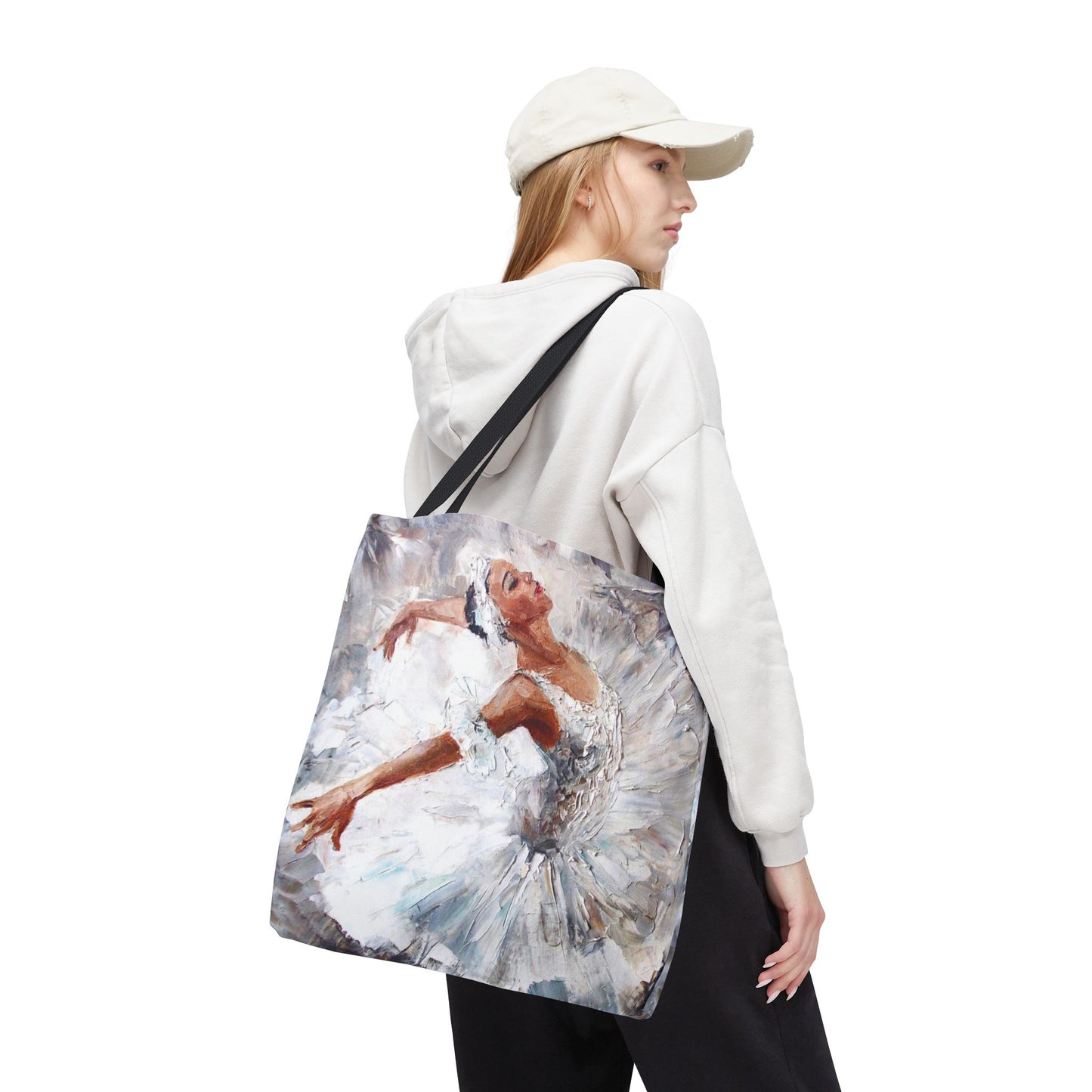 Ballerina Square Tote Bag, Basic Tote - White Swan Ballet Bag