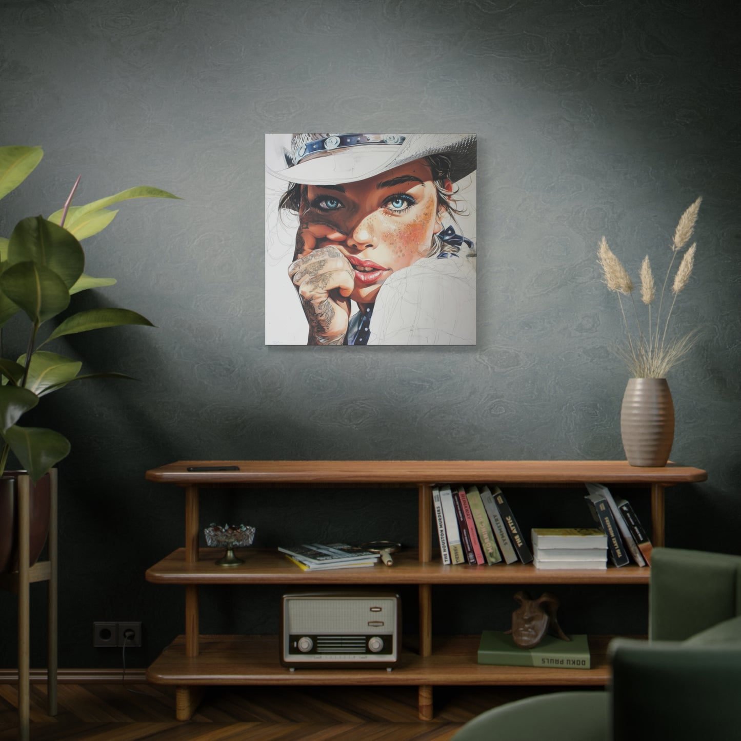 Gallery Wrapped Canvas, Wranglers and Wreckage Art Canvas, Erotic Pinup Art Canvas – Fallon
