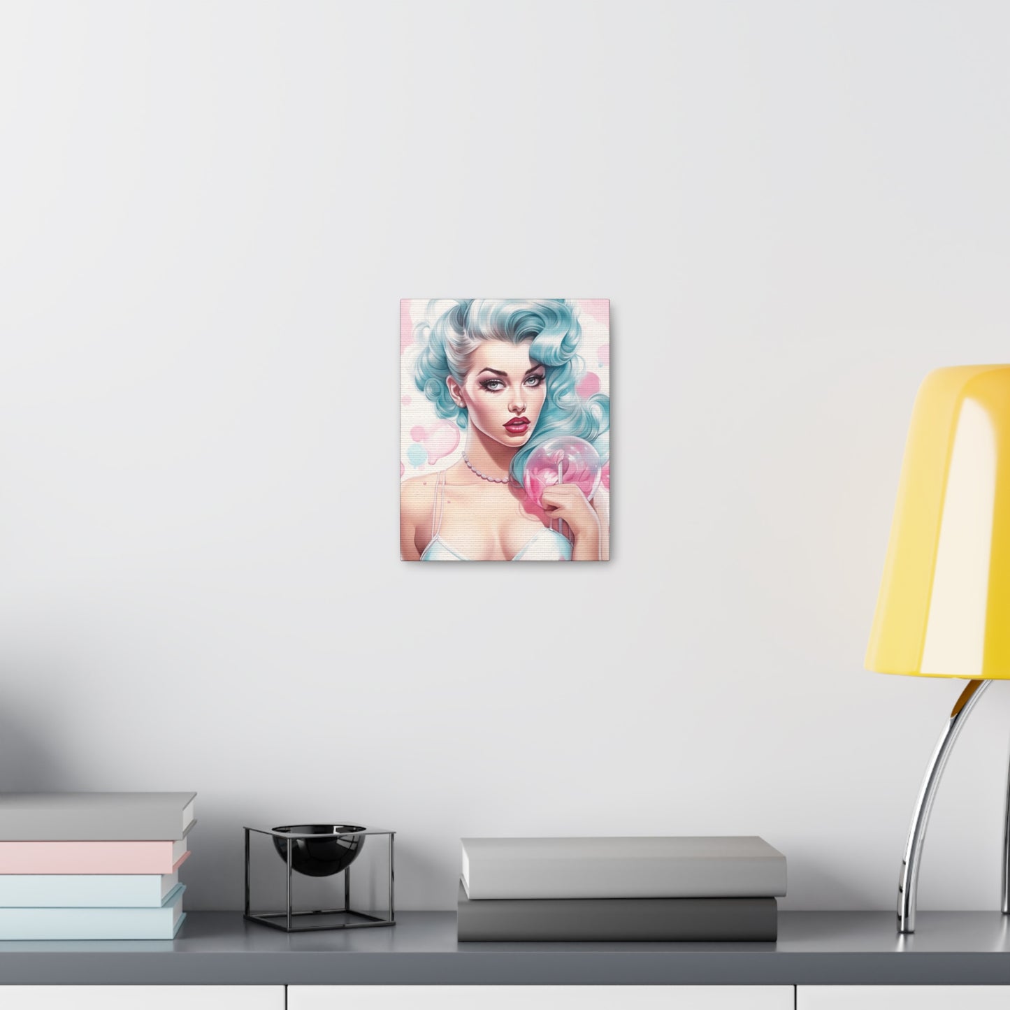 Canvas Gallery Wrapped High-Fashion Wall Art, Stylish Decor, Retro Femme Doll Pop Art – Tessa