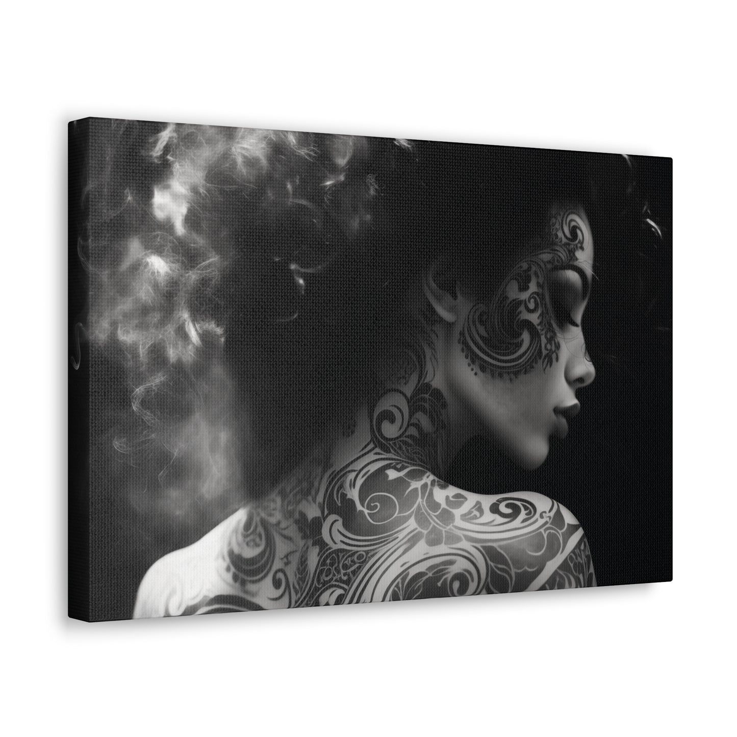 Canvas Gallery Wrap - Black and White Photography - Tattooed and Smoking Again