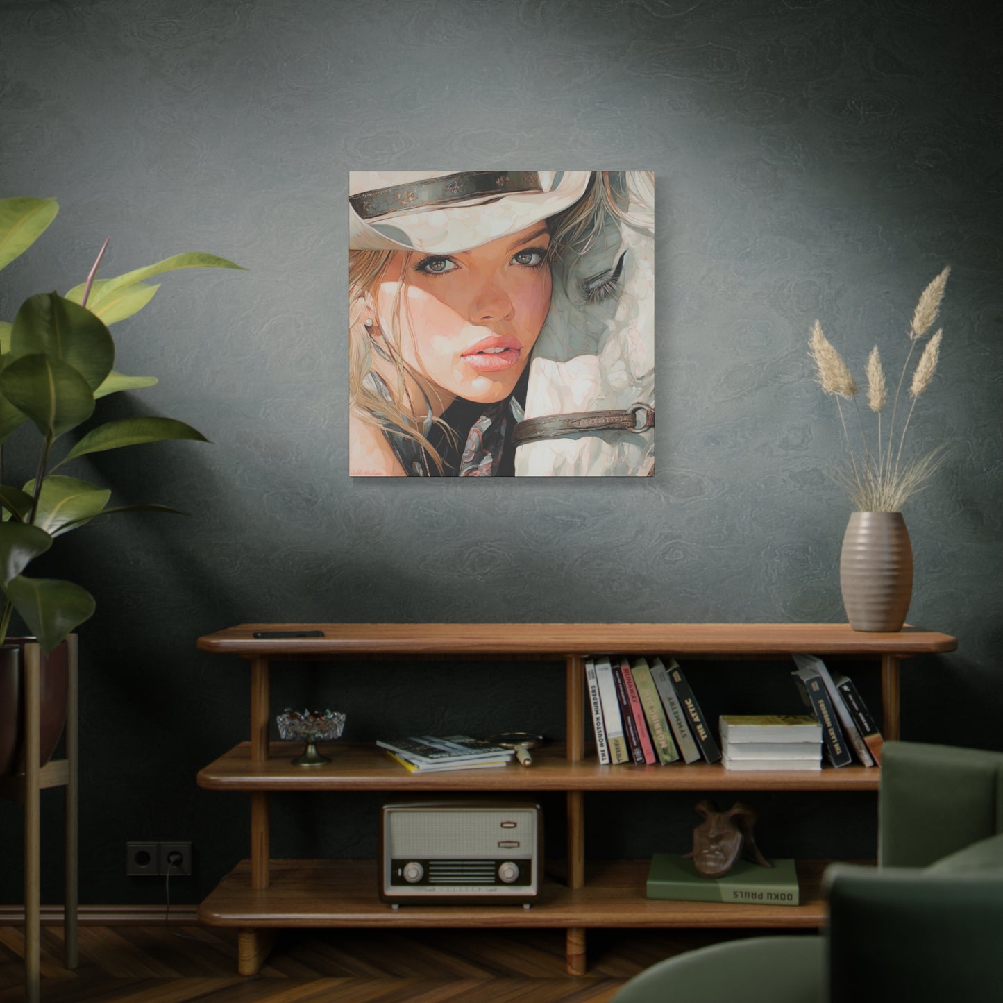 Gallery Wrapped Canvas, Wranglers and Wreckage Art Canvas, Erotic Pinup Art Canvas – Jolene