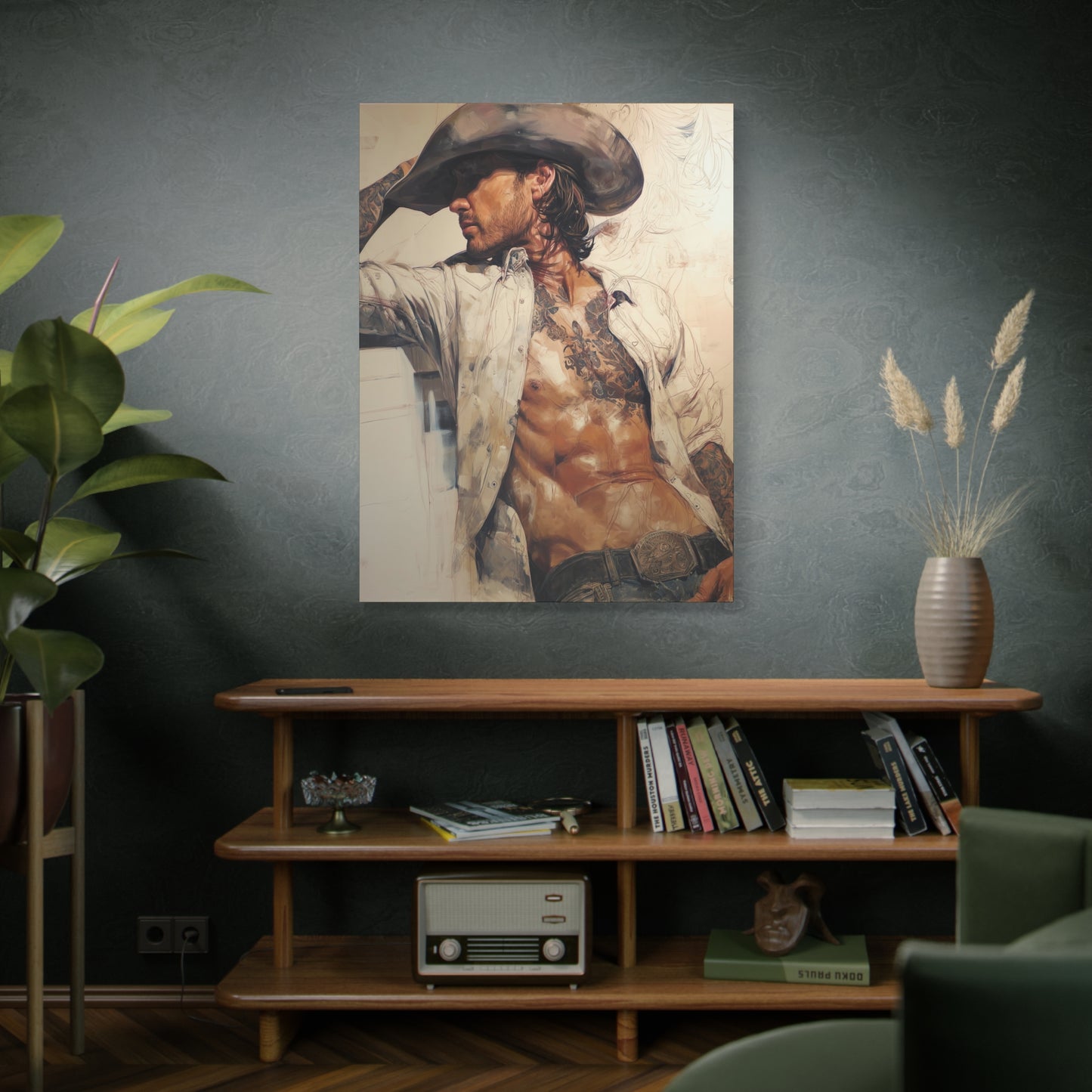 Gallery Wrapped Canvas, Wranglers and Wreckage Art Canvas, Erotic Pinup Art Canvas – Wyatt