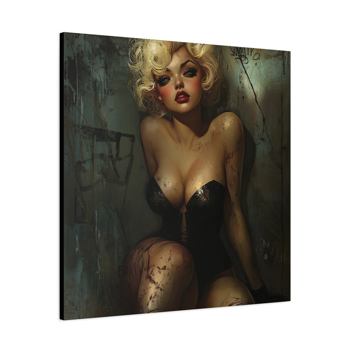 Gallery Wrapped Canvas, Guilt and Grit Adult Art Canvas, Erotic Pinup Art Canvas – Naomi