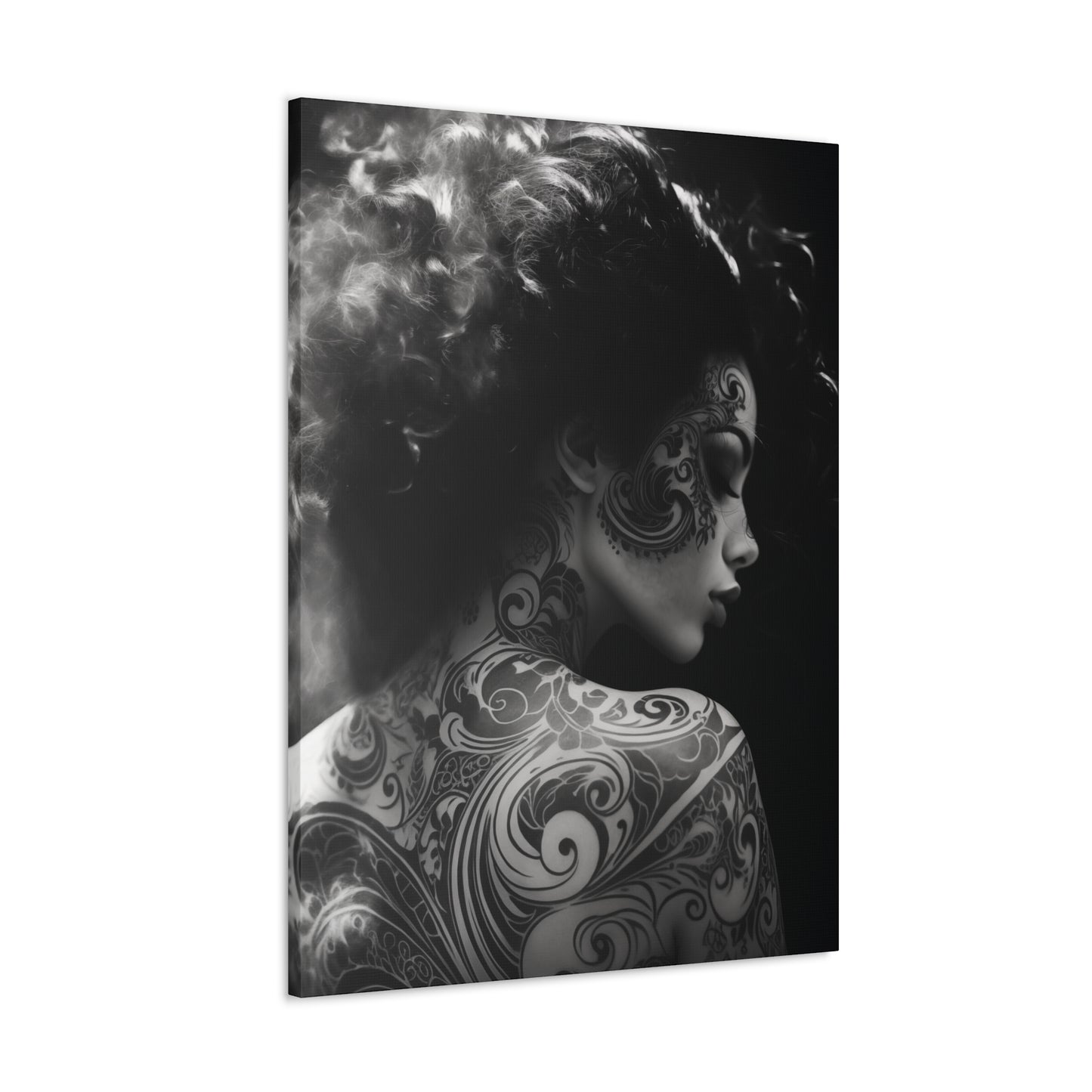 Canvas Gallery Wrap - Black and White Photography - Tattooed and Smoking Again