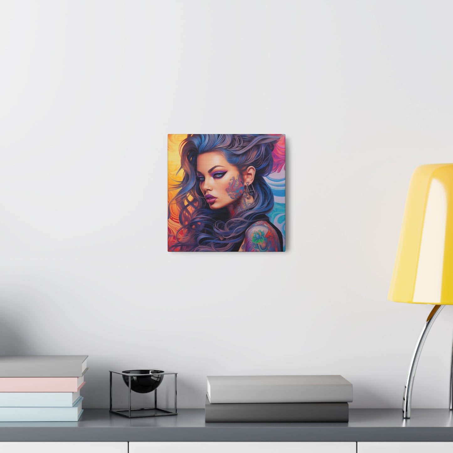 Gallery Wrapped Canvas, Edgy Tattooed Beauty, Urban Pop Art Canvas – Faye