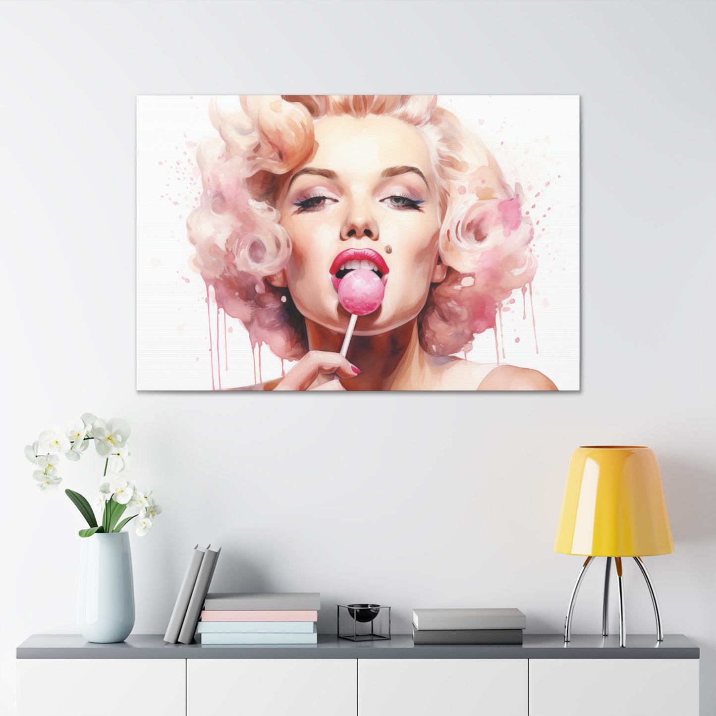 Canvas Wall Art, Gallery Wrapped Pop Art, Celebrity Wall Art – Marilyn Monroe - Lollipop