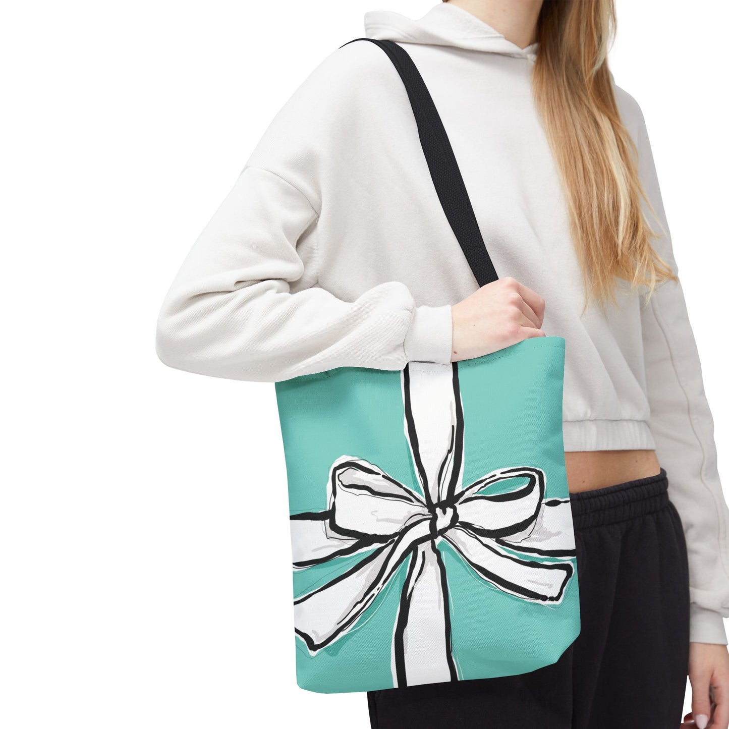 Robin Egg Blue Bow Tote Bag, Utility Tote - Breakfast at Tiffany Inspired Tote - Bow Tote