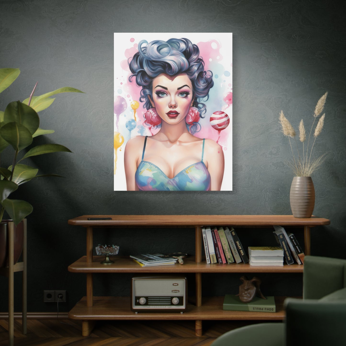 Canvas Gallery Wrapped High-Fashion Wall Art, Stylish Decor, Retro Femme Doll Pop Art – Poppy