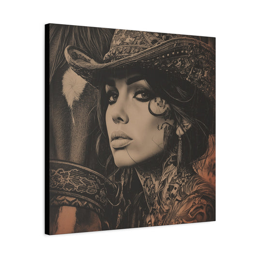 Gallery Wrapped Canvas, Wranglers and Wreckage Art Canvas, Erotic Pinup Art Canvas – Loretta