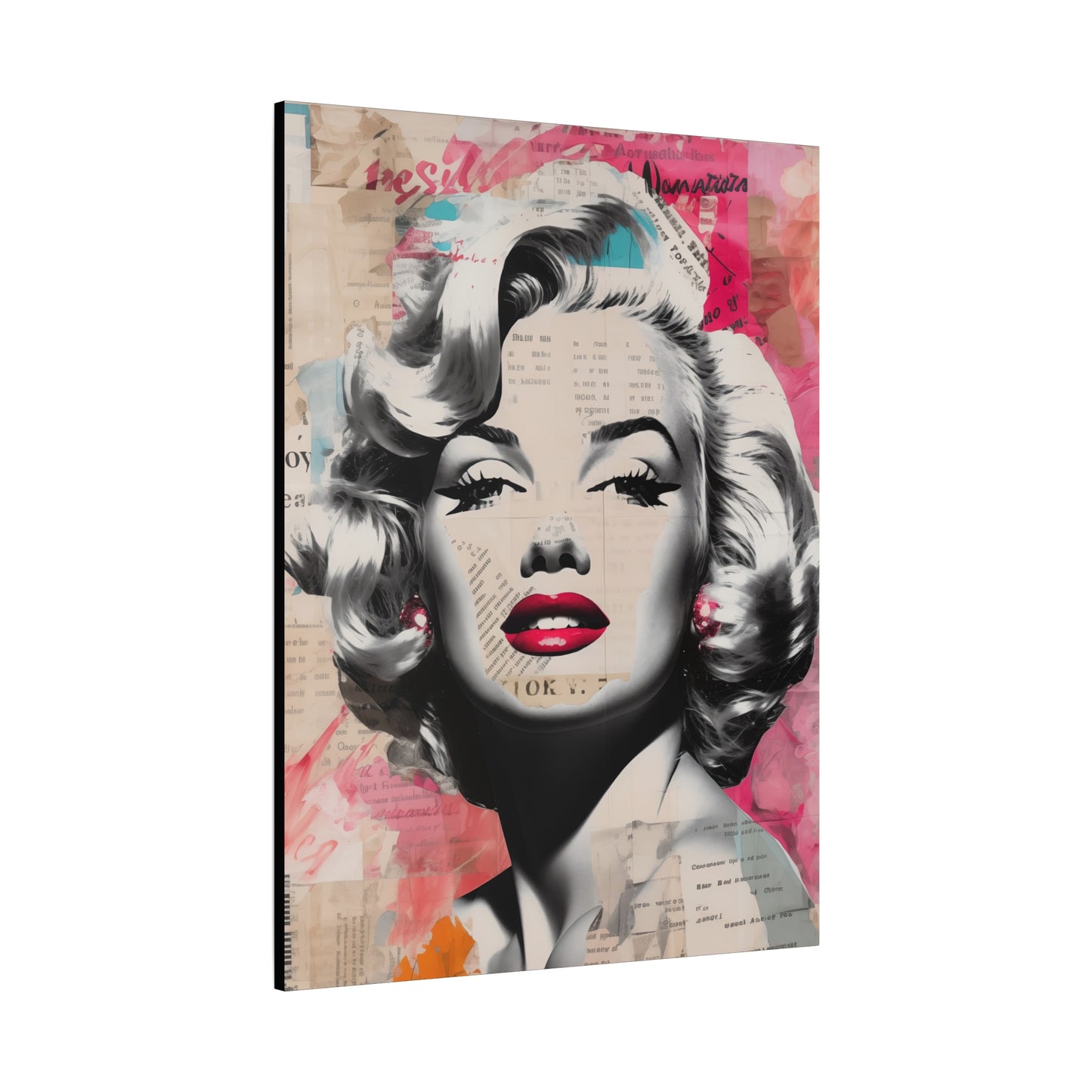 Canvas Wall Art, Gallery Wrapped Pop Art, Celebrity Wall Art – Marilyn Monroe - Newsprint