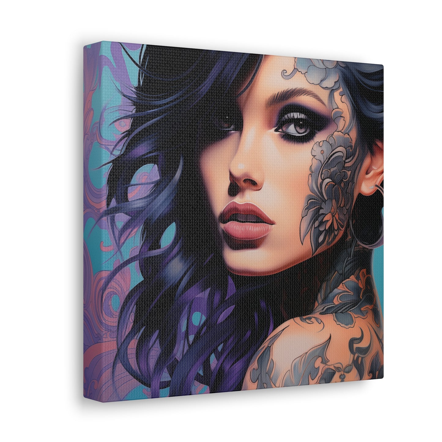 Gallery Wrapped Canvas, Edgy Tattooed Beauty, Urban Pop Art Canvas – Dominique