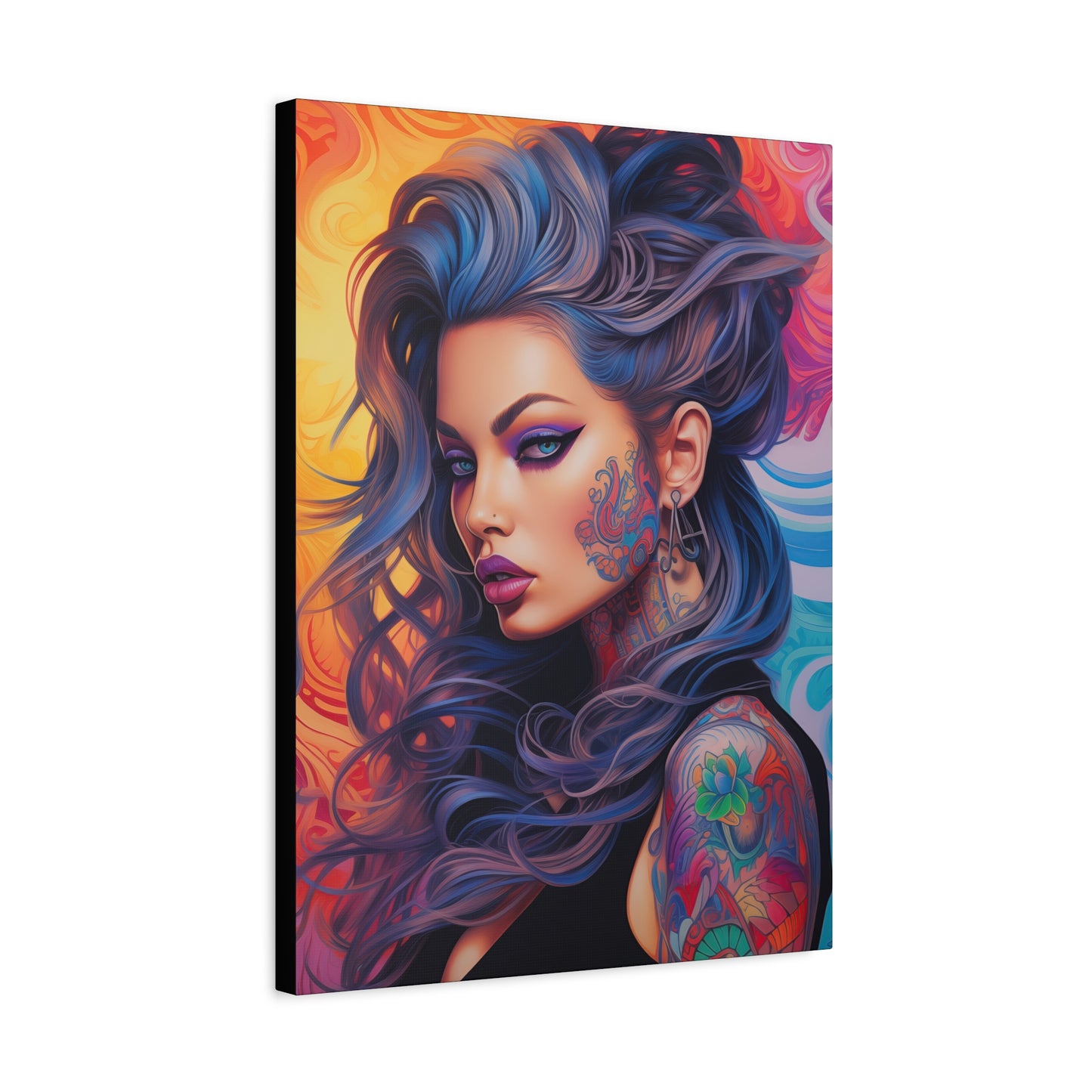 Gallery Wrapped Canvas, Edgy Tattooed Beauty, Urban Pop Art Canvas – Faye