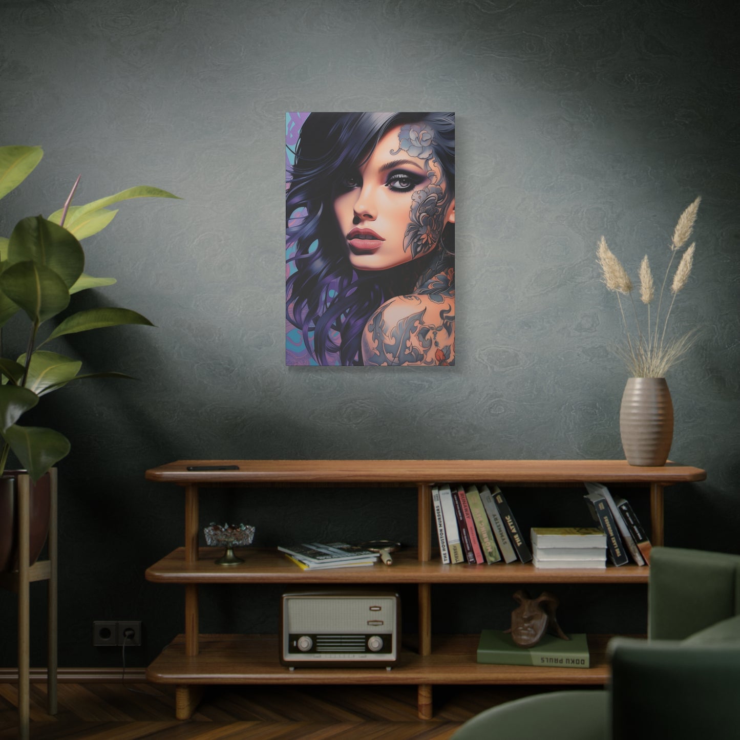 Gallery Wrapped Canvas, Edgy Tattooed Beauty, Urban Pop Art Canvas – Dominique