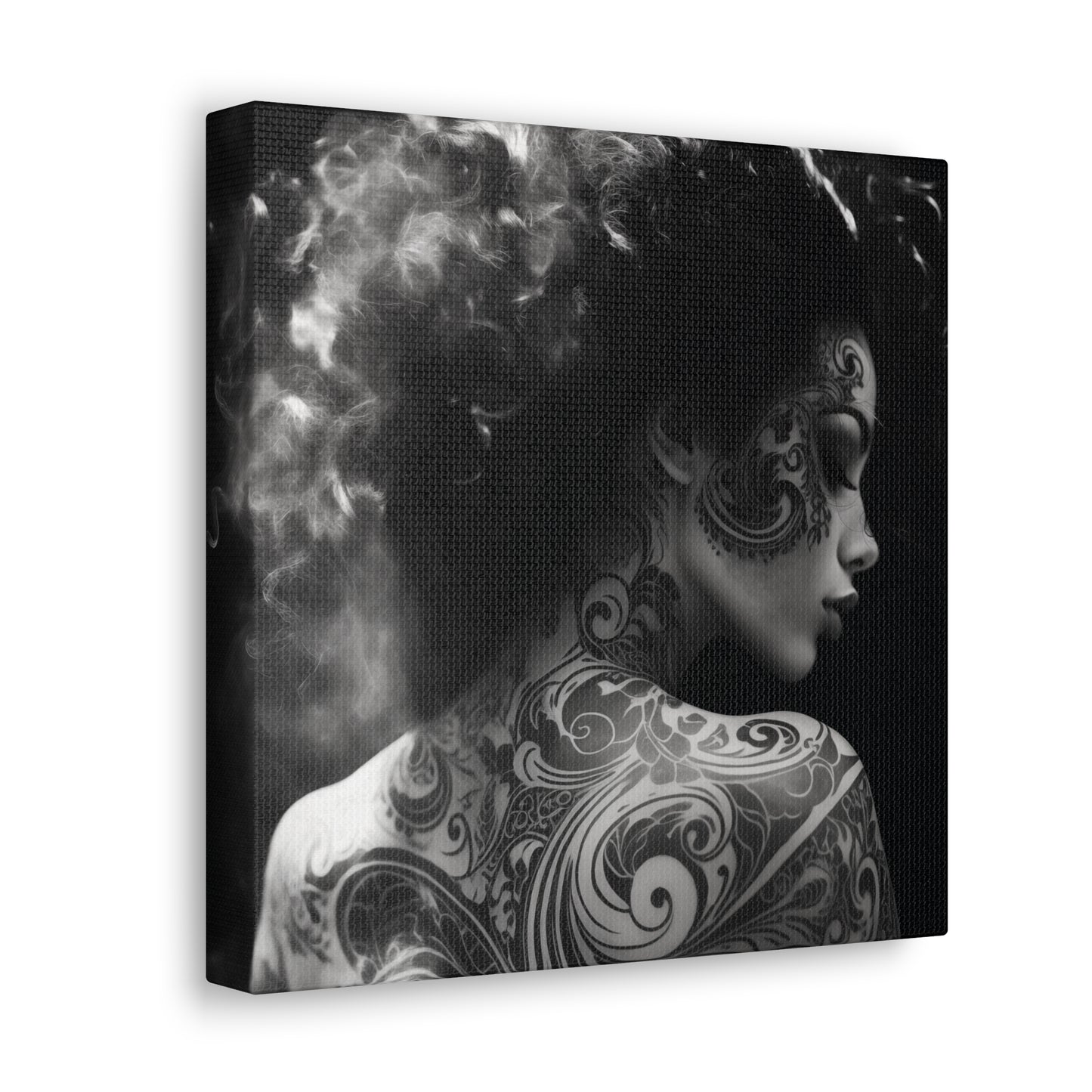 Canvas Gallery Wrap - Black and White Photography - Tattooed and Smoking Again