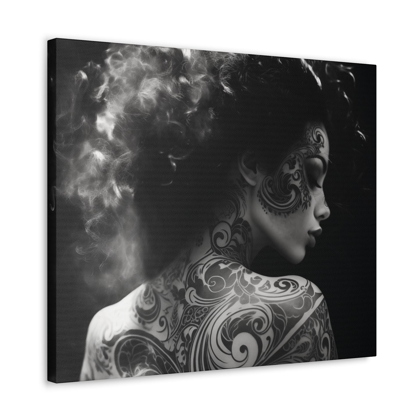 Canvas Gallery Wrap - Black and White Photography - Tattooed and Smoking Again