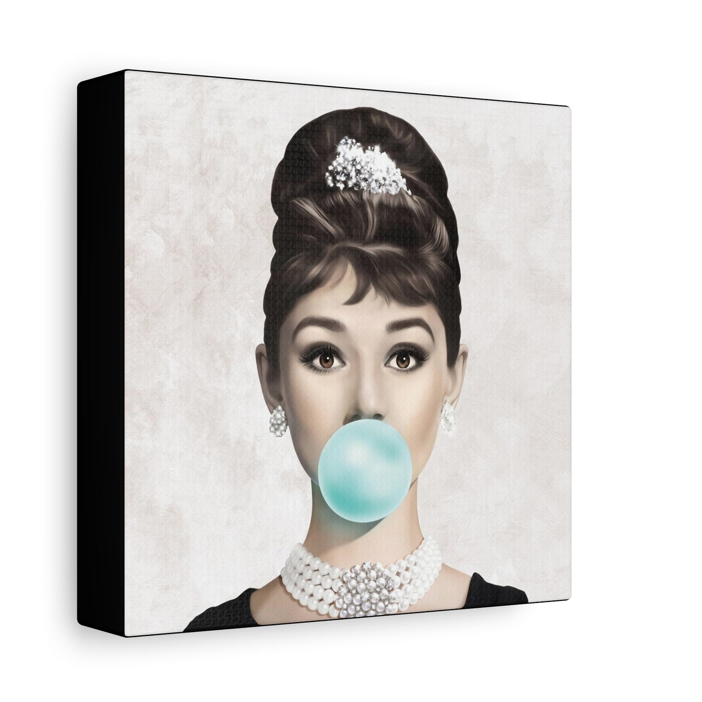 Gallery Wrapped Canvas, Audrey Hepburn Art Canvas, Celebrity Diva Art Canvas – Audrey Hepburn Bubblegum