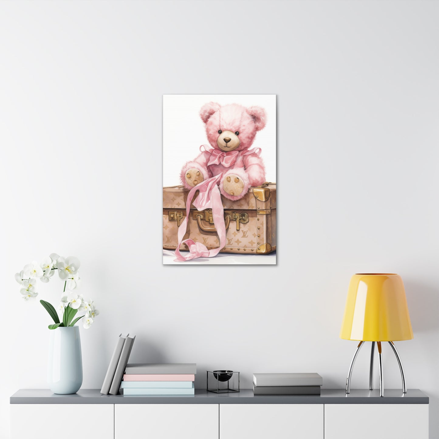 Canvas Gallery Wrap - LV Bear Wall Art - Gold Buttons