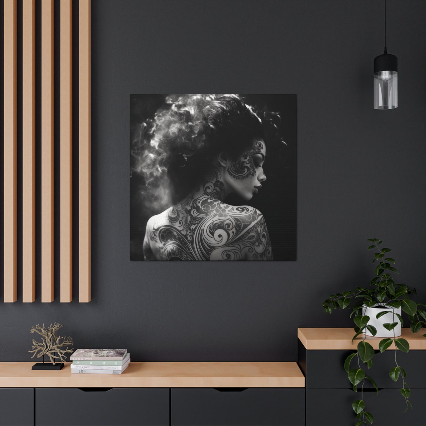 Canvas Gallery Wrap - Black and White Photography - Tattooed and Smoking Again