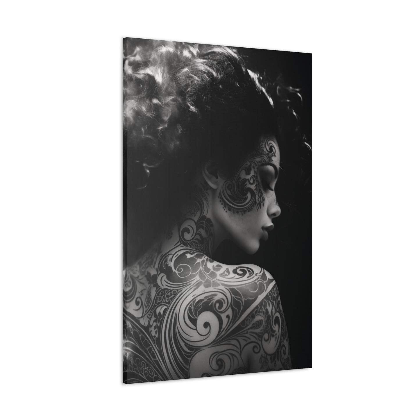 Canvas Gallery Wrap - Black and White Photography - Tattooed and Smoking Again