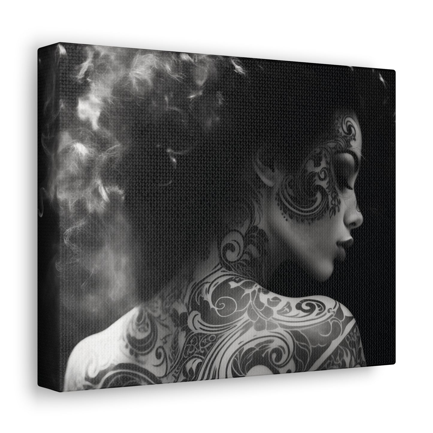 Canvas Gallery Wrap - Black and White Photography - Tattooed and Smoking Again