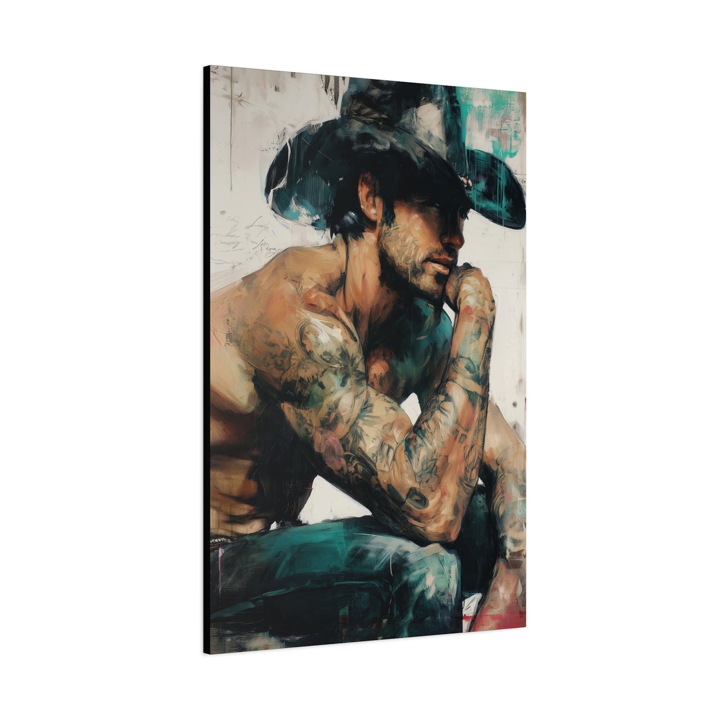 Gallery Wrapped Canvas, Wranglers and Wreckage Art Canvas, Erotic Pinup Art Canvas – Jimmy