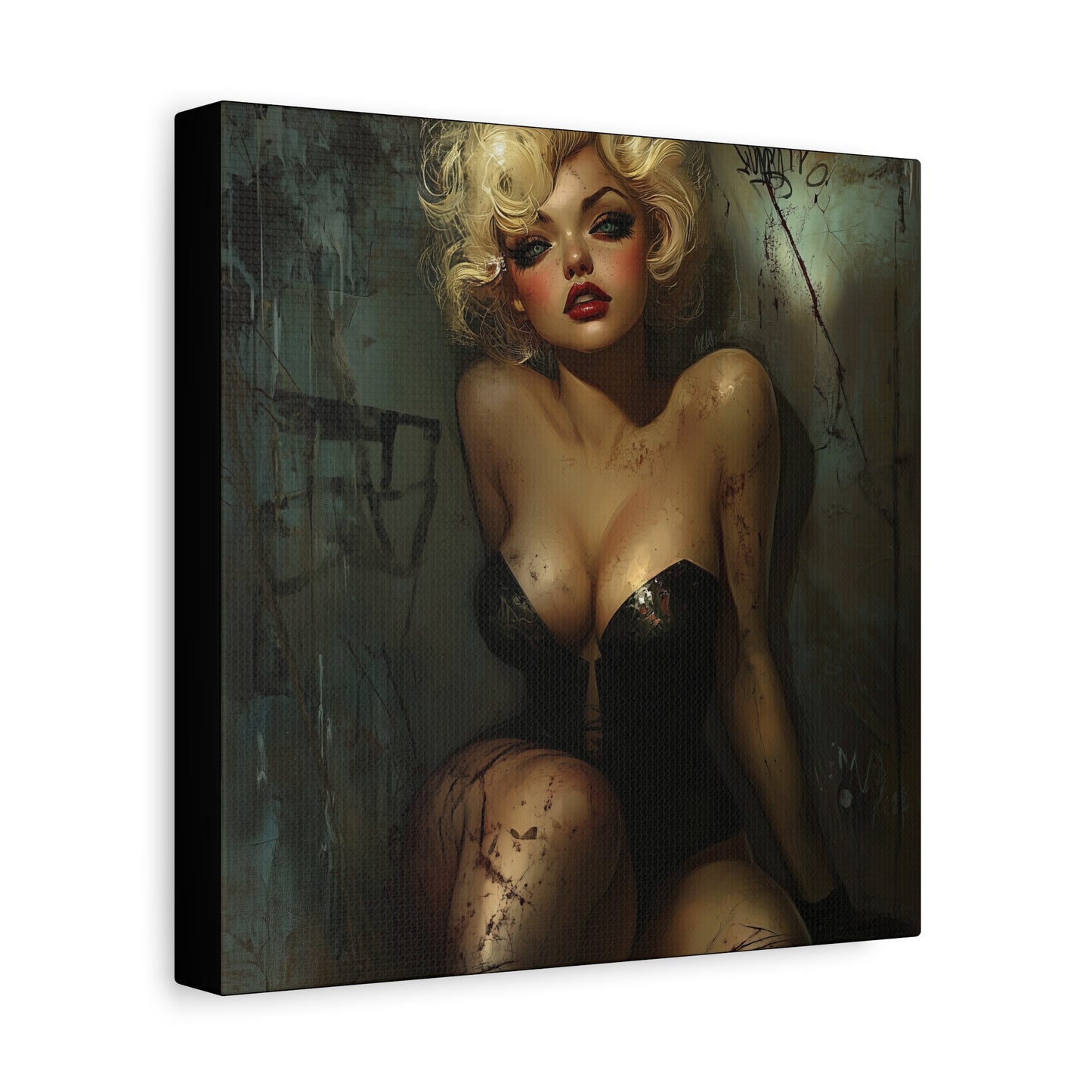 Gallery Wrapped Canvas, Guilt and Grit Adult Art Canvas, Erotic Pinup Art Canvas – Naomi