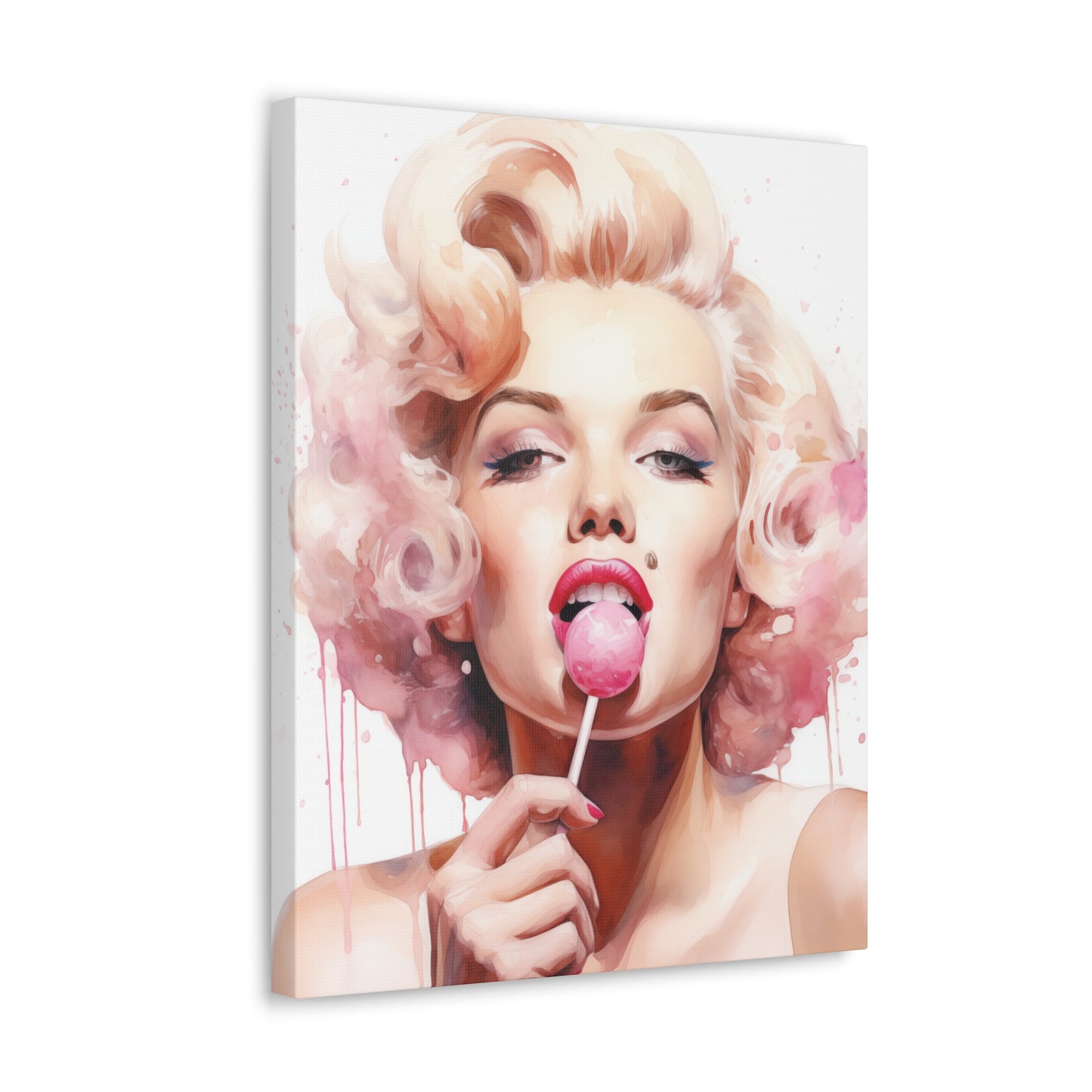 Canvas Wall Art, Gallery Wrapped Pop Art, Celebrity Wall Art – Marilyn Monroe - Lollipop