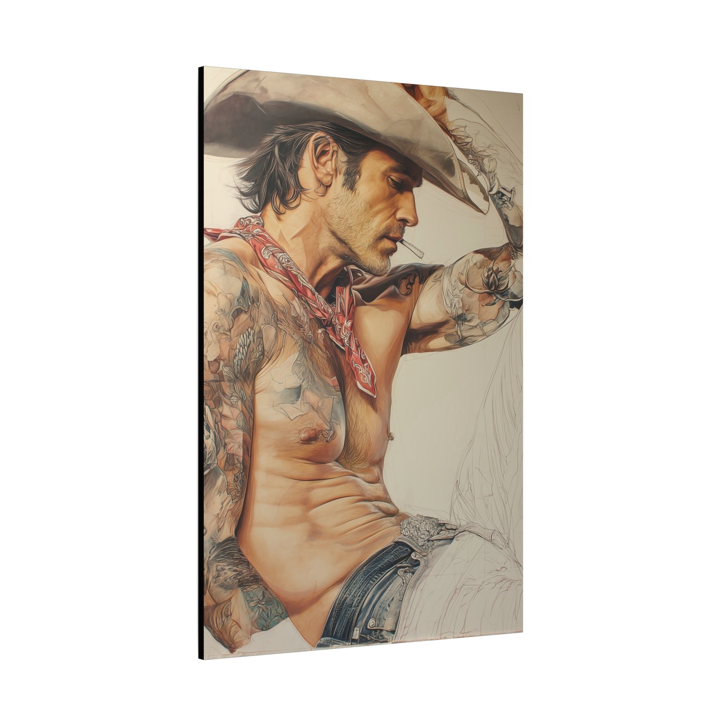 Gallery Wrapped Canvas, Wranglers and Wreckage Art Canvas, Erotic Pinup Art Canvas – Colt
