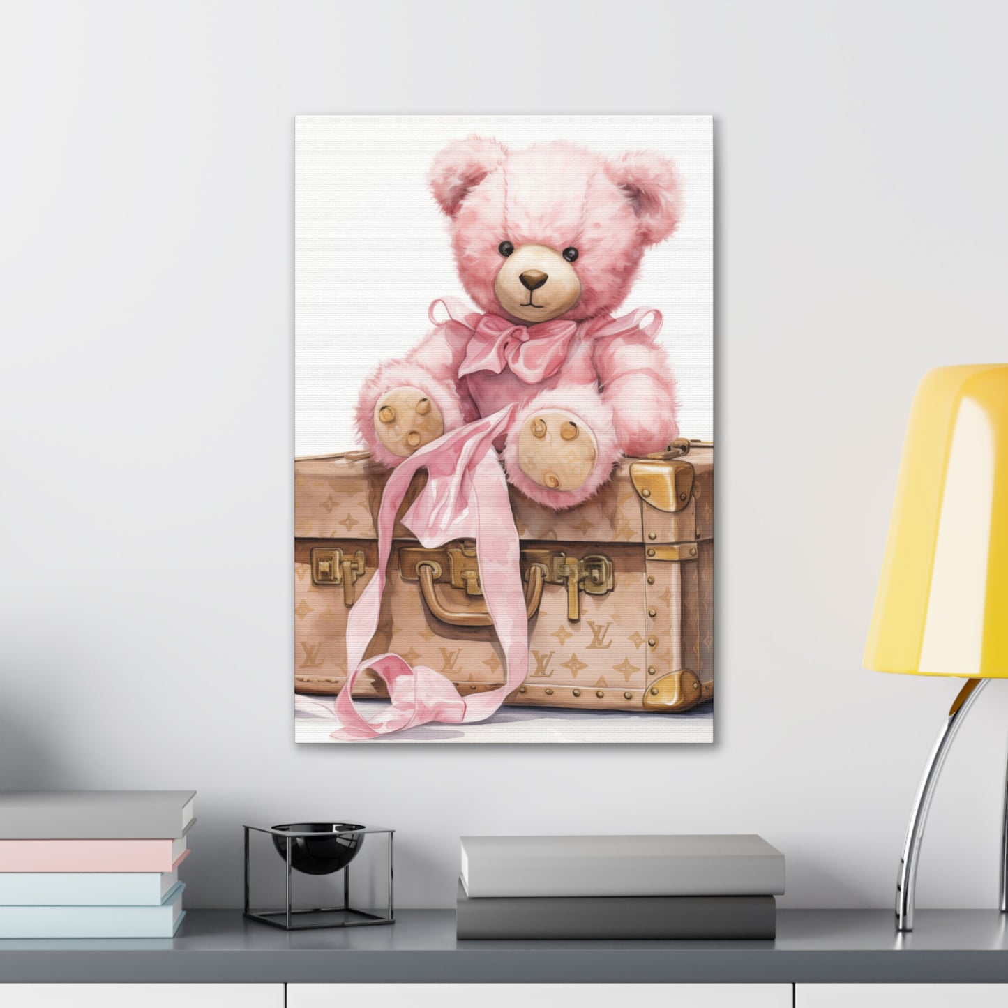 Canvas Gallery Wrap - LV Bear Wall Art - Gold Buttons