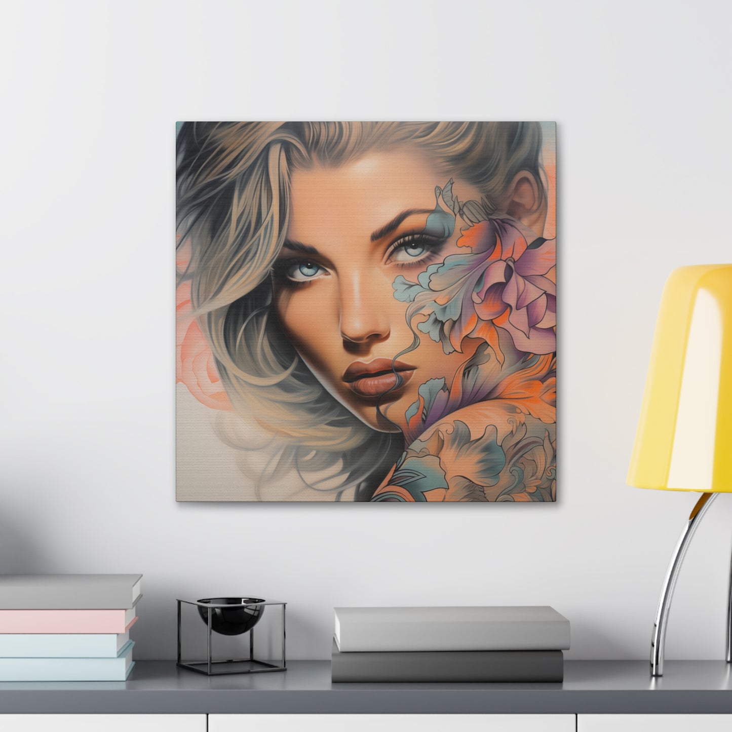 Gallery Wrapped Canvas, Edgy Tattooed Beauty, Urban Pop Art Canvas – Bella