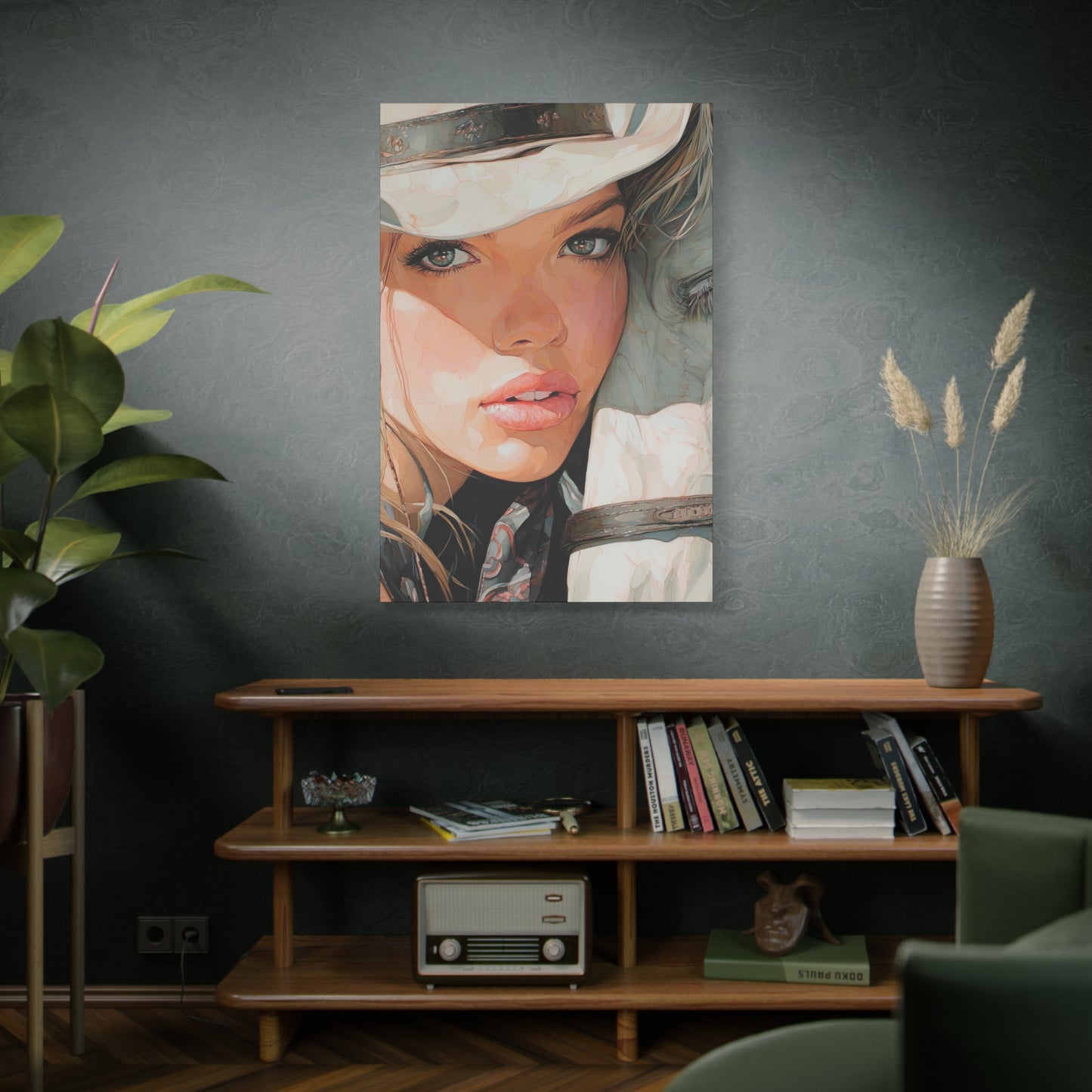 Gallery Wrapped Canvas, Wranglers and Wreckage Art Canvas, Erotic Pinup Art Canvas – Jolene
