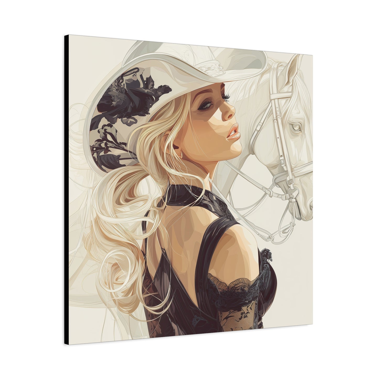 Gallery Wrapped Canvas, Wranglers and Wreckage Art Canvas, Erotic Pinup Art Canvas – Maisie