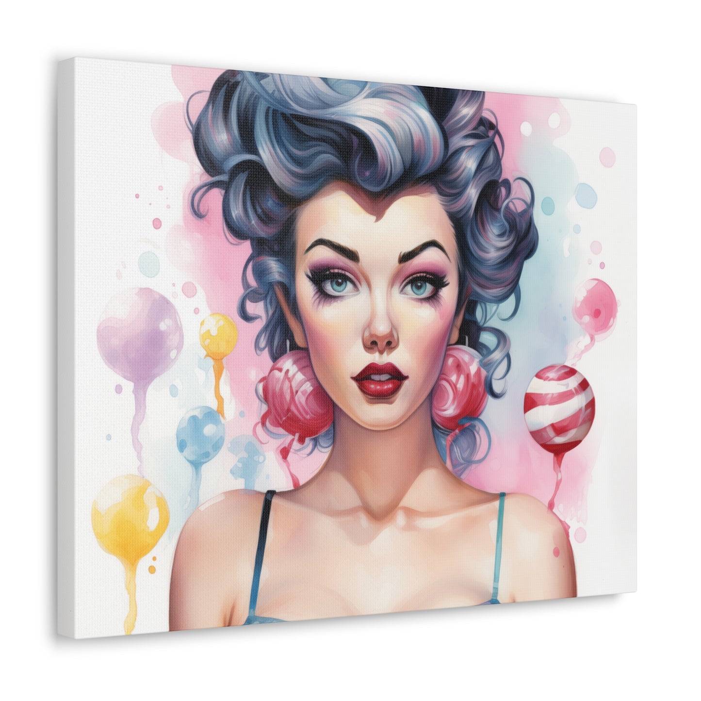 Canvas Gallery Wrapped High-Fashion Wall Art, Stylish Decor, Retro Femme Doll Pop Art – Poppy