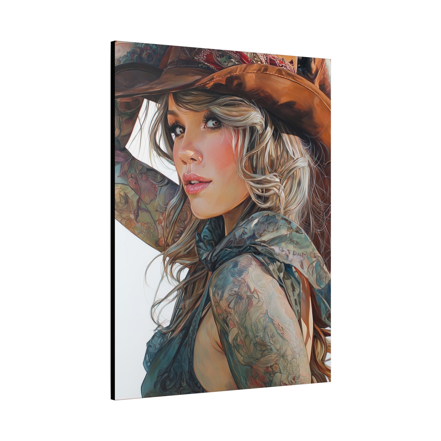 Gallery Wrapped Canvas, Wranglers and Wreckage Art Canvas, Erotic Pinup Art Canvas – Millie