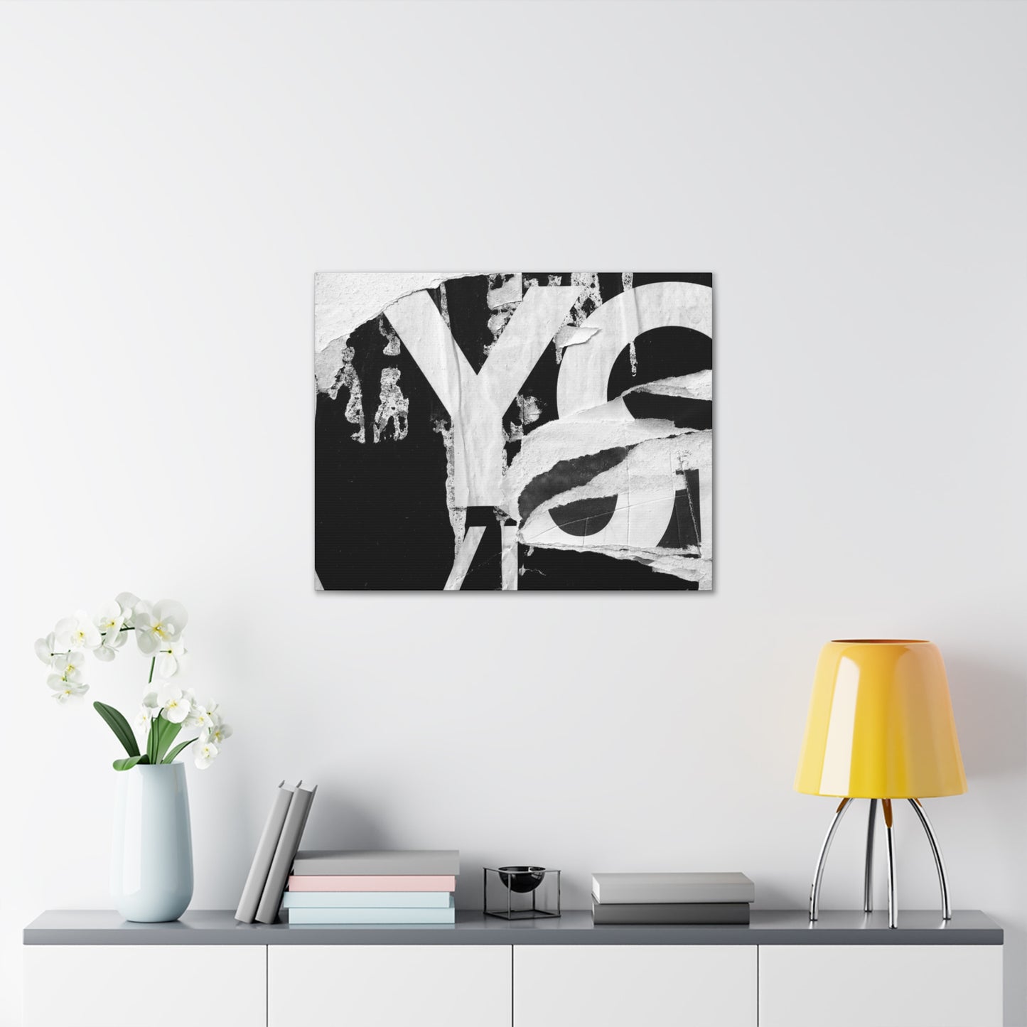 Canvas Wall Art, Gallery Wrapped Urban Street Art, Abstract Torn Poster Street Art - Black and White YO