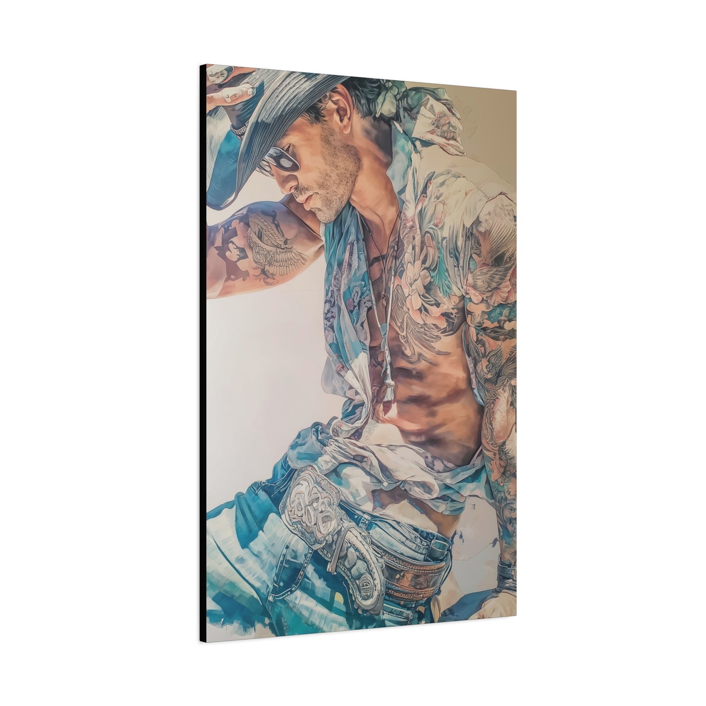 Gallery Wrapped Canvas, Wranglers and Wreckage Art Canvas, Erotic Pinup Art Canvas – Beau