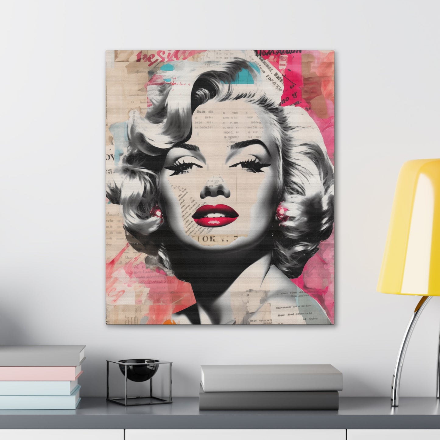 Canvas Wall Art, Gallery Wrapped Pop Art, Celebrity Wall Art – Marilyn Monroe - Newsprint