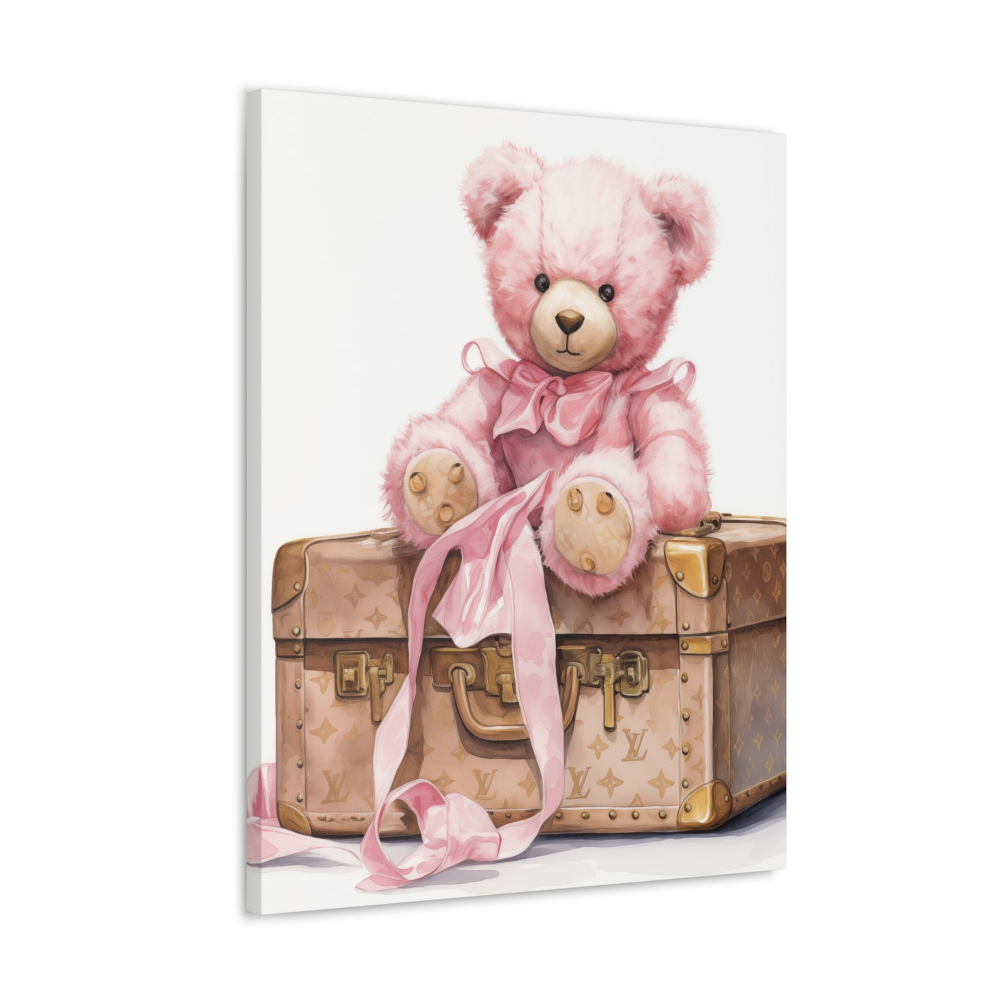 Canvas Gallery Wrap - LV Bear Wall Art - Gold Buttons