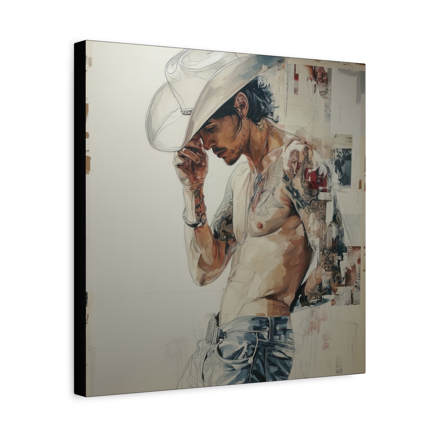 Gallery Wrapped Canvas, Wranglers and Wreckage Art Canvas, Erotic Pinup Art Canvas – Silas