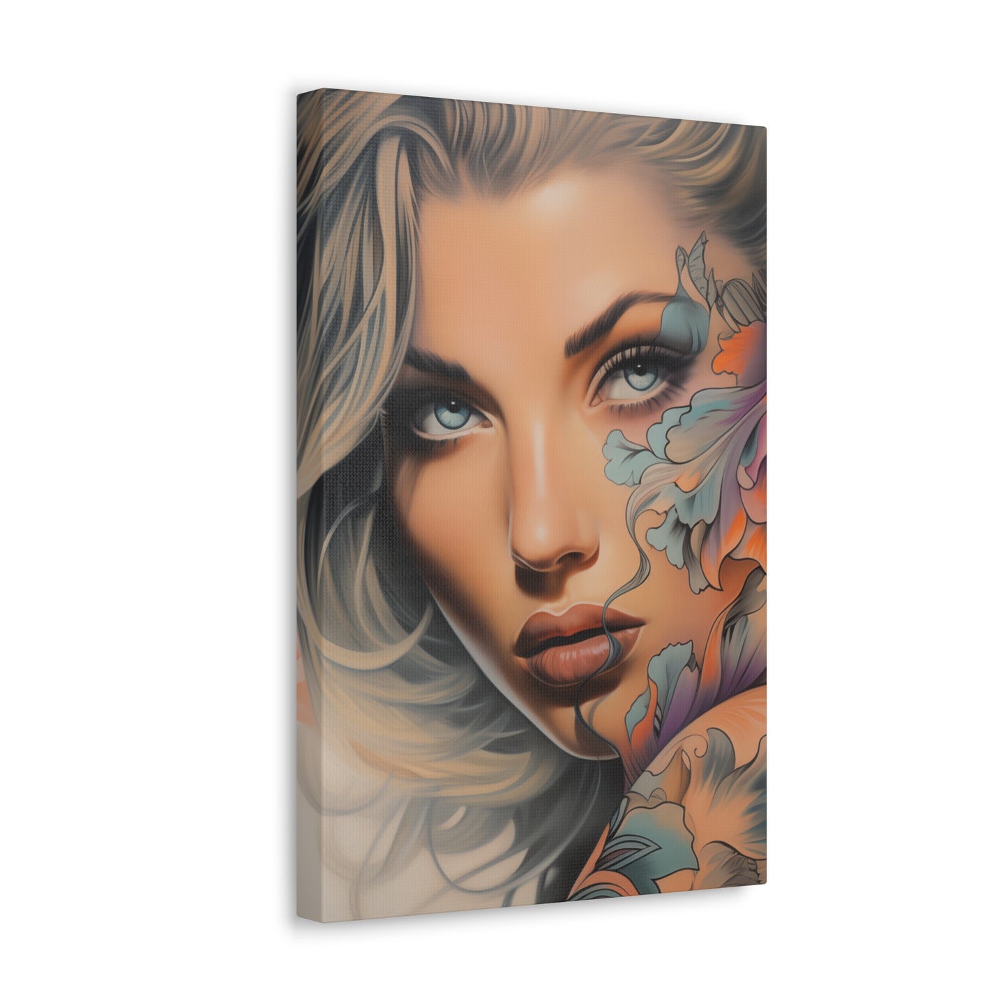 Gallery Wrapped Canvas, Edgy Tattooed Beauty, Urban Pop Art Canvas – Bella