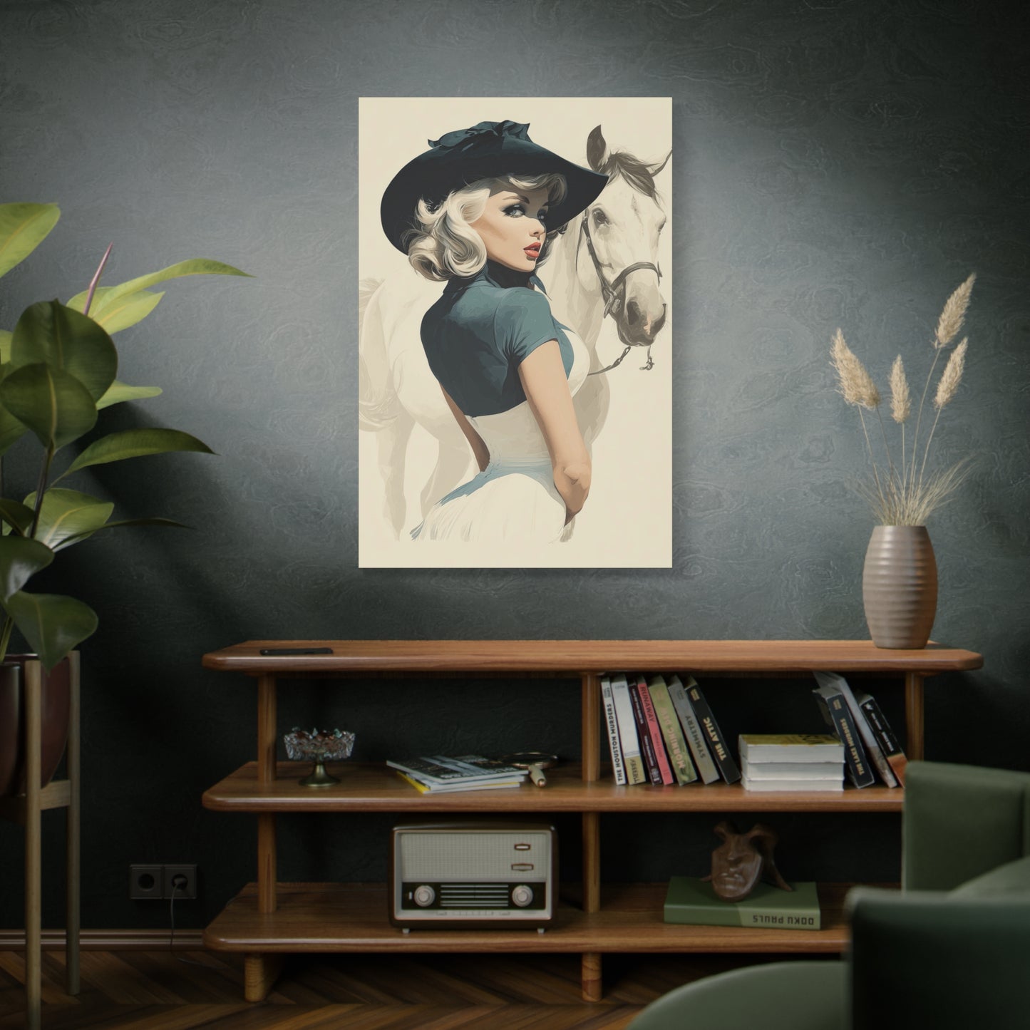 Gallery Wrapped Canvas, Wranglers and Wreckage Art Canvas, Erotic Pinup Art Canvas – Ruby